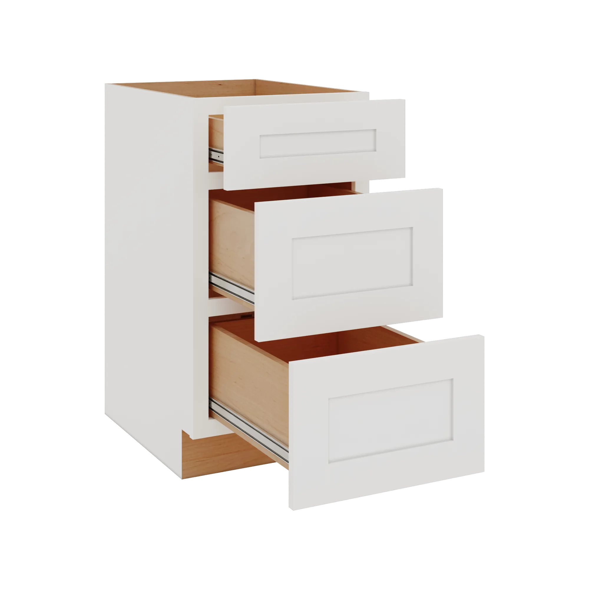 Modernform Cabinet White Shaker 18" W X 34 1/2" H X 24" D  3 Drawer Base Cabinet