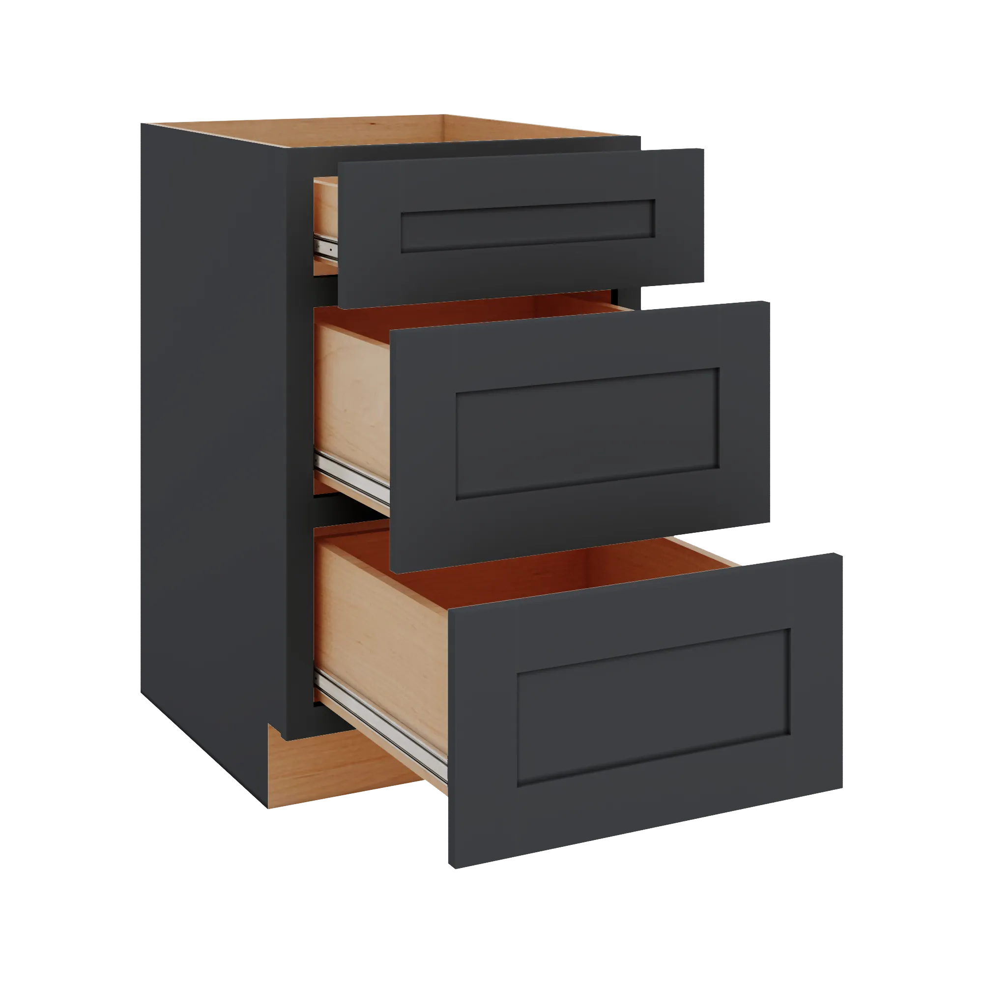 Modernform Cabinet Onyx Black Shaker 21" W X 34 1/2" H X 24" D  3 Drawer Base Cabinet