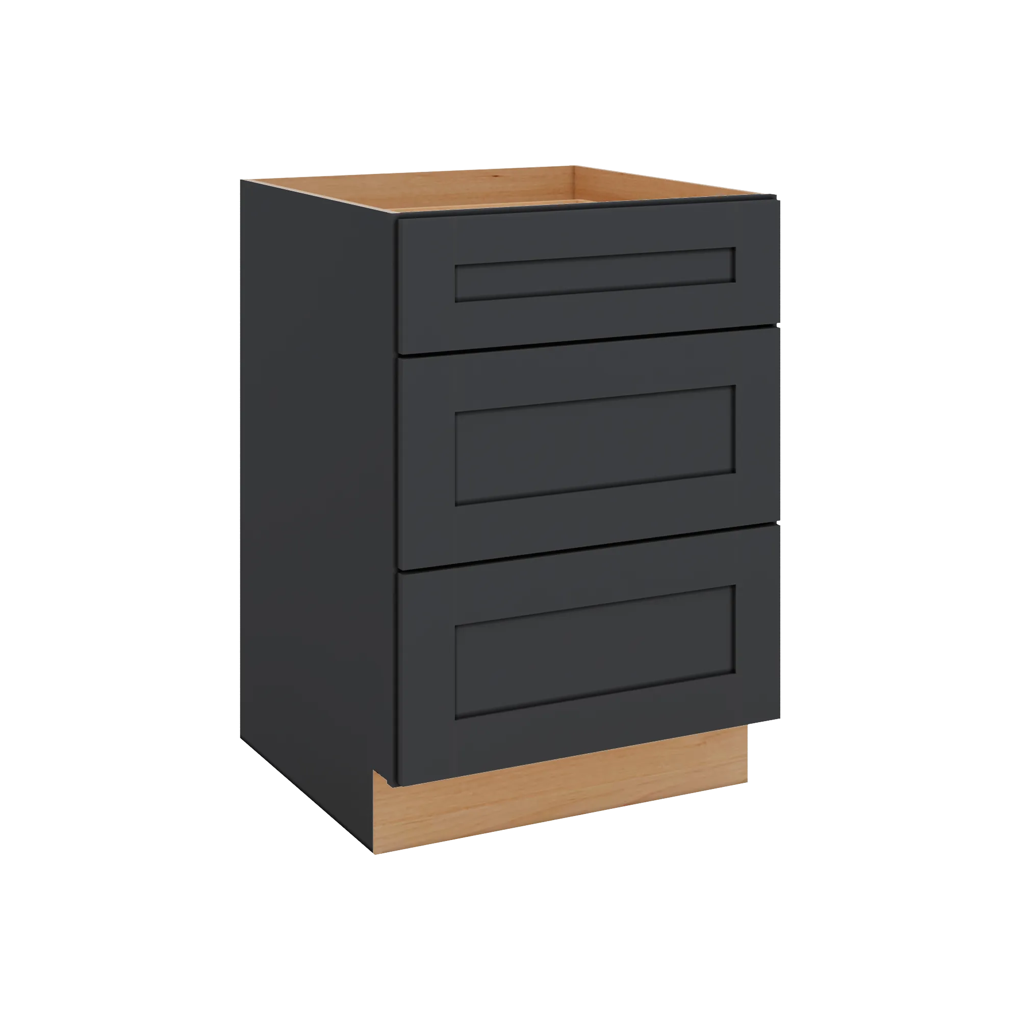 Modernform Cabinet Onyx Black Shaker 24" W X 34 1/2" H X 24" D  3 Drawer Base Cabinet
