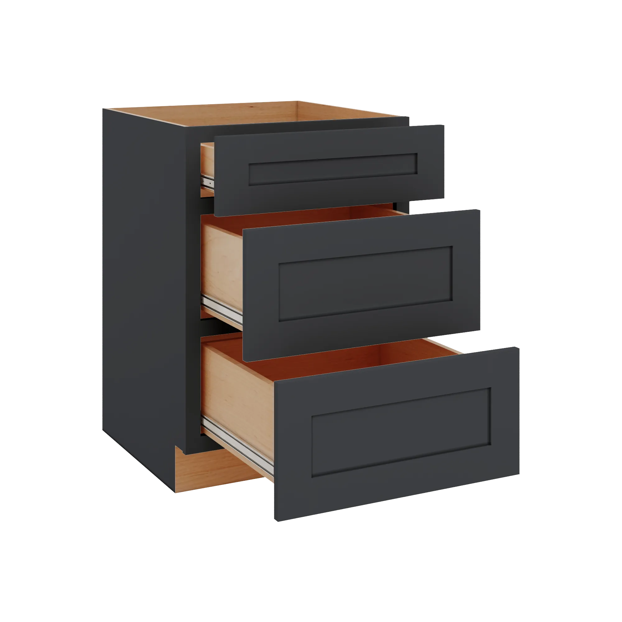 Modernform Cabinet Onyx Black Shaker 24" W X 34 1/2" H X 24" D  3 Drawer Base Cabinet