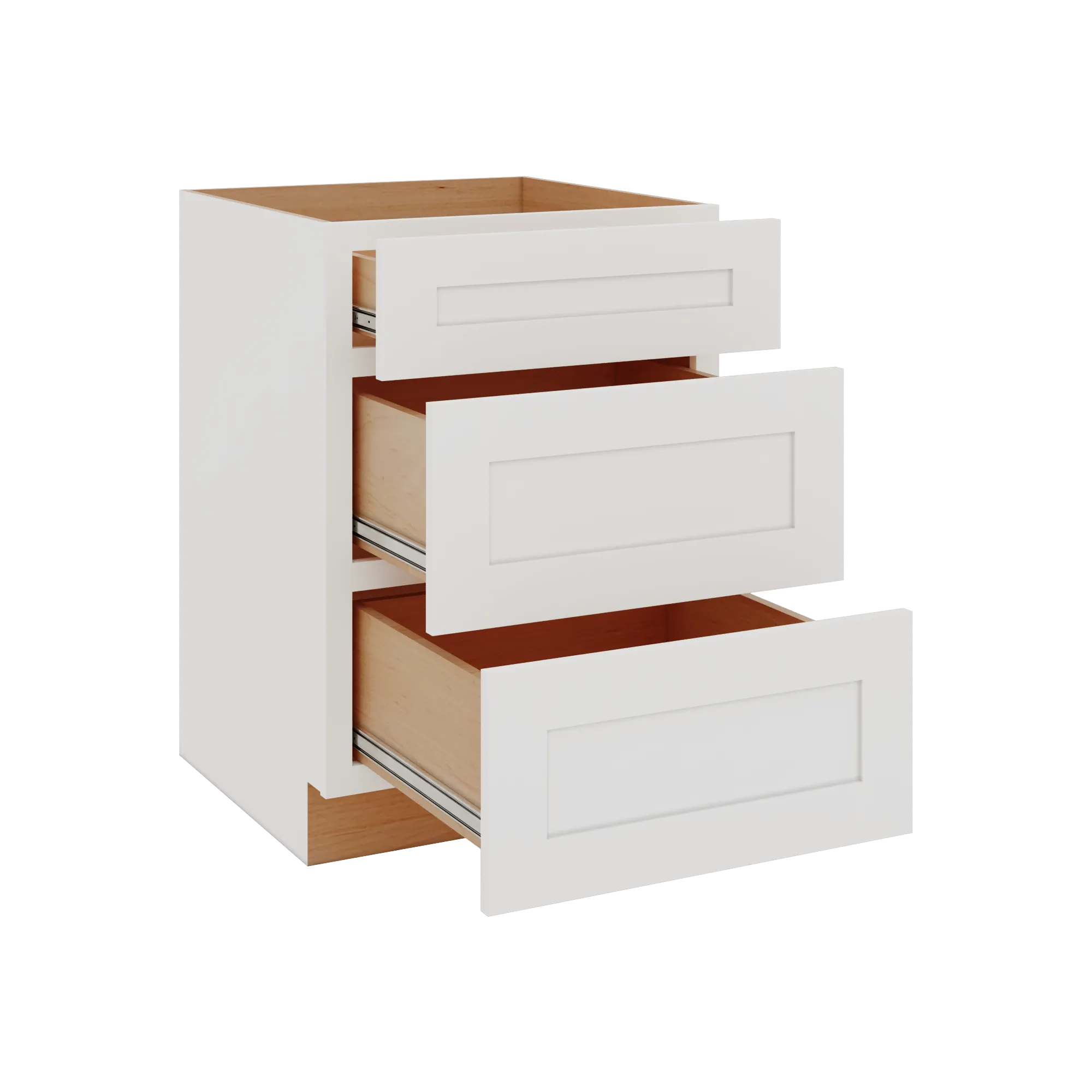 Modernform Cabinet White Shaker 24" W X 34 1/2" H X 24" D  3 Drawer Base Cabinet