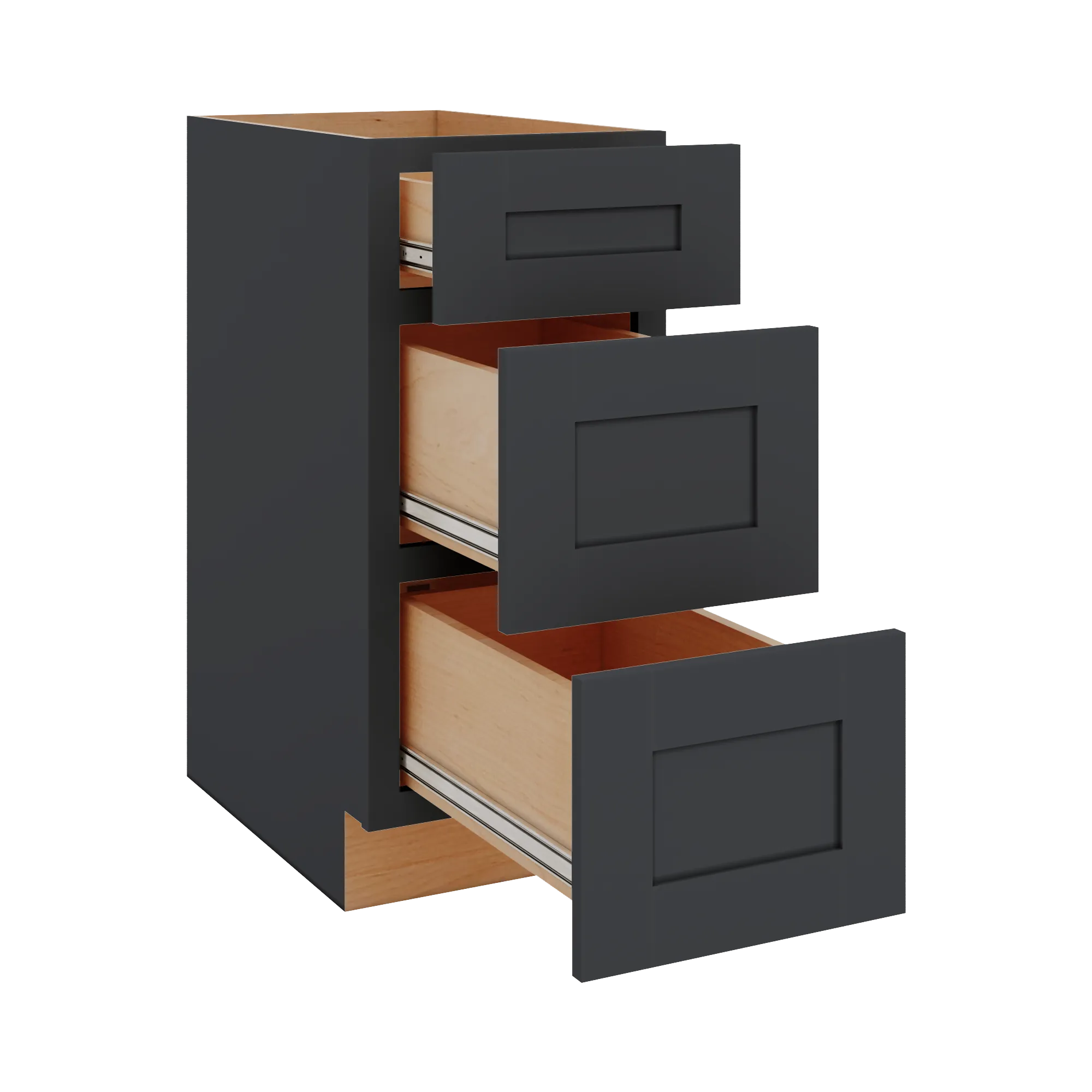 Modernform Cabinet Onyx Black Shaker 30" W X 34 1/2" H X 24" D  3 Drawer Base Cabinet