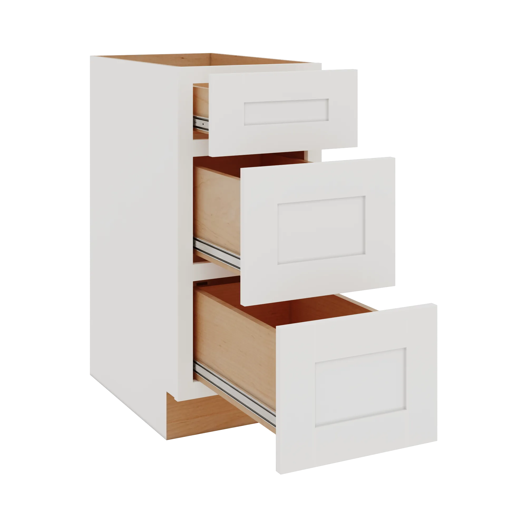 Modernform Cabinet White Shaker 30" W X 34 1/2" H X 24" D  3 Drawer Base Cabinet