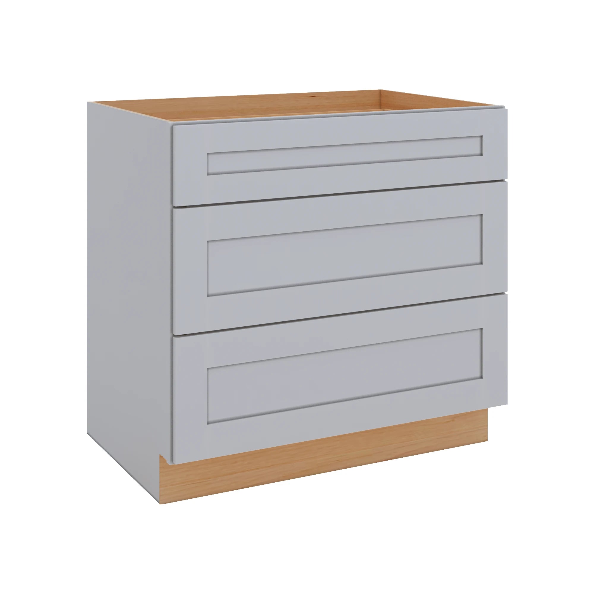Modernform Cabinet Grey Shaker 36" W X 34 1/2" H X 24" D  3 Drawer Base Cabinet