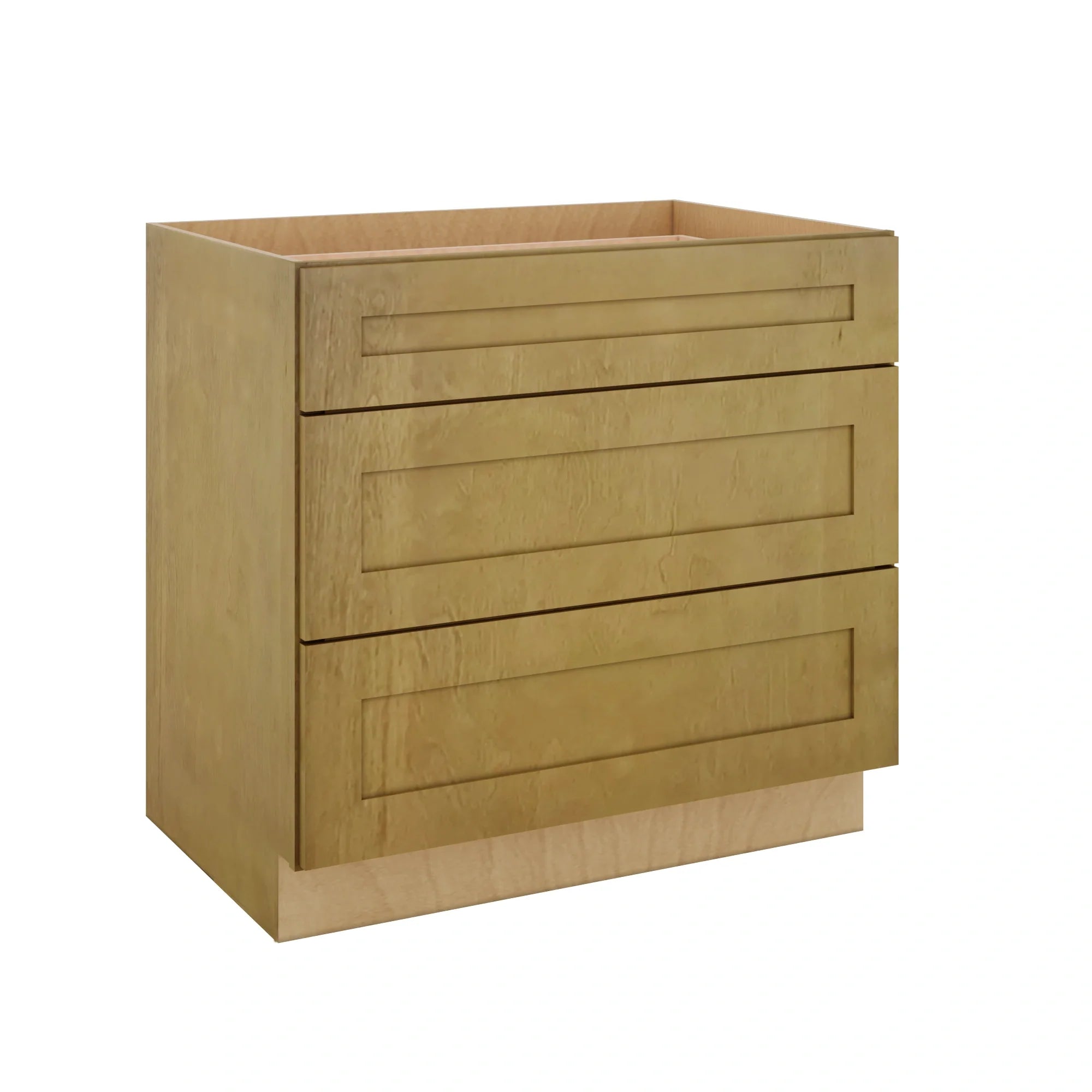 Modernform Cabinet Natural Shaker 36" W X 34 1/2" H X 24" D  3 Drawer Base Cabinet