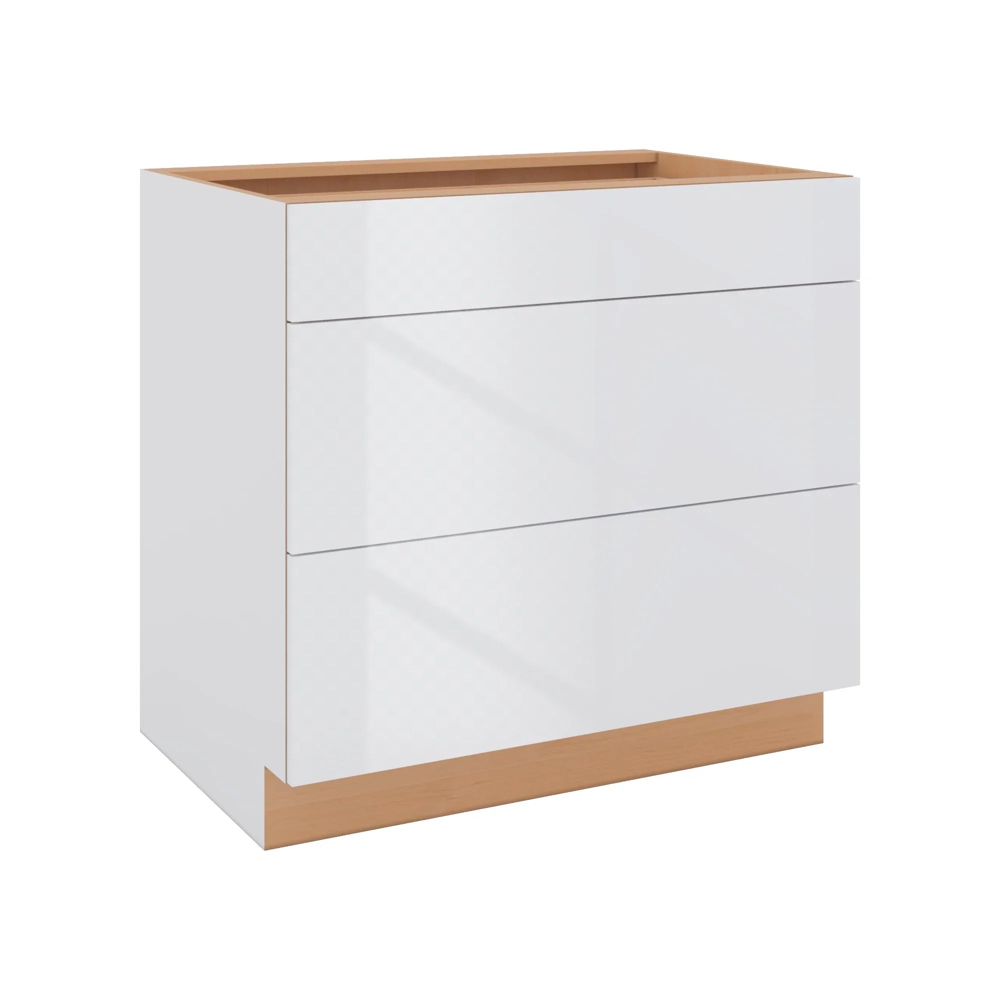 Modernform Cabinet Gloss White 36" W X 34 1/2" H X 24" D  3 Drawer Base Cabinet