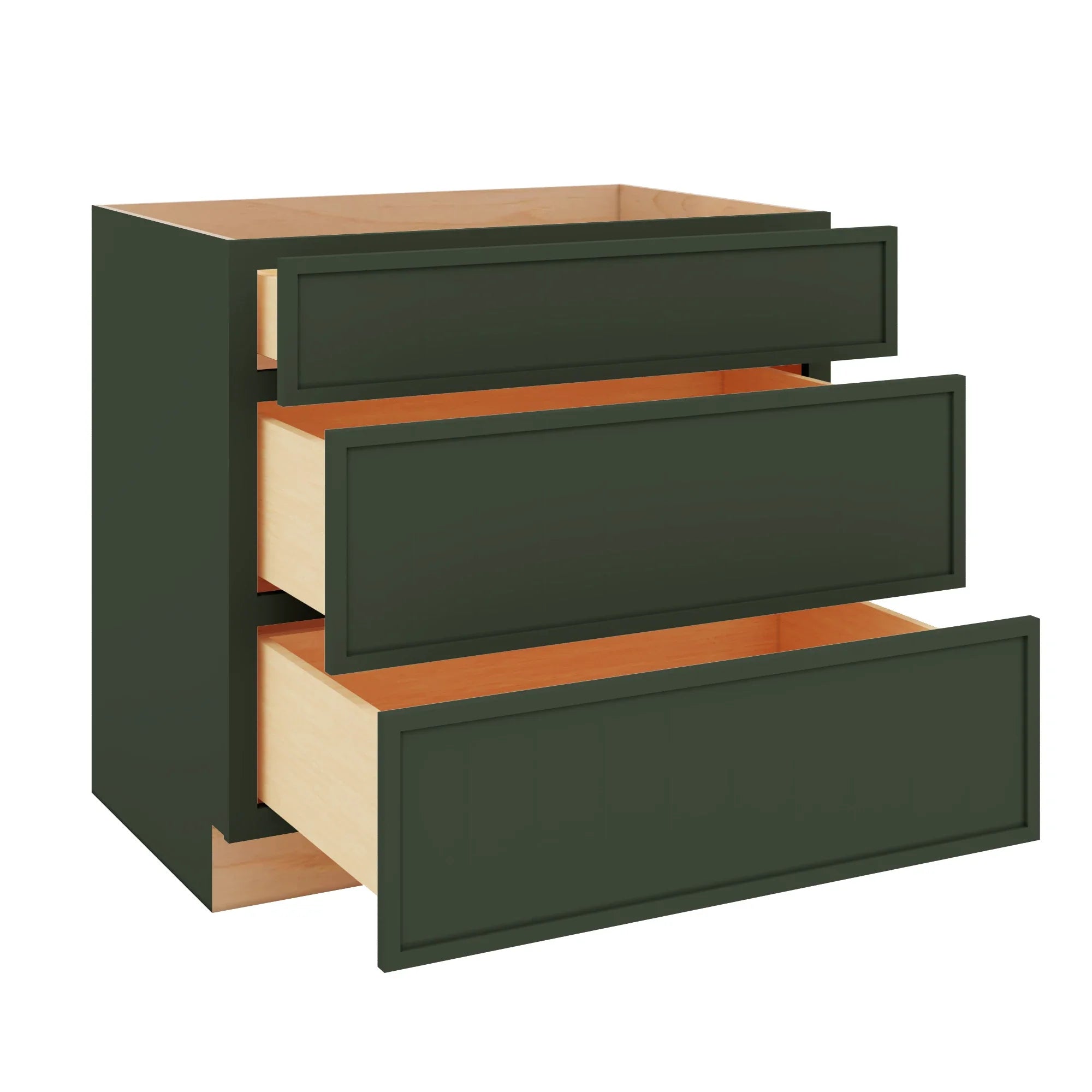 Modernform Cabinet Slim Sage Green 36" W X 34 1/2" H X 24" D  3 Drawer Base Cabinet