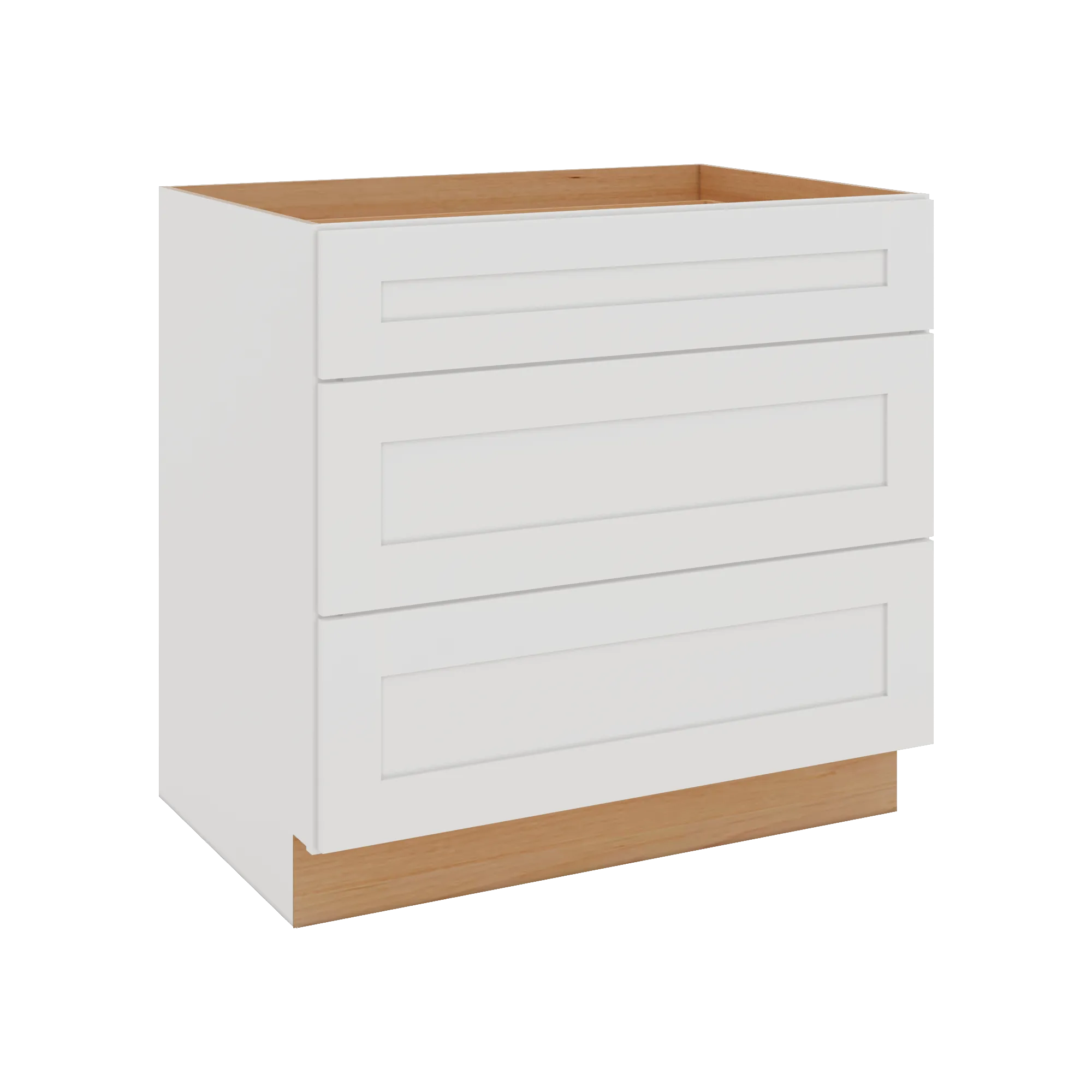 Modernform Cabinet White Shaker 36" W X 34 1/2" H X 24" D  3 Drawer Base Cabinet