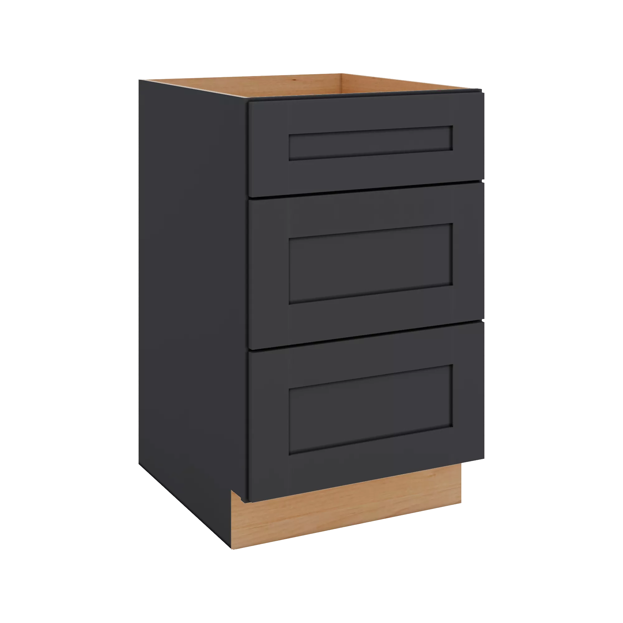 Modernform Cabinet Onyx Black Shaker 21" W X 34 1/2" H X 24" D  3 Drawer Base Cabinet