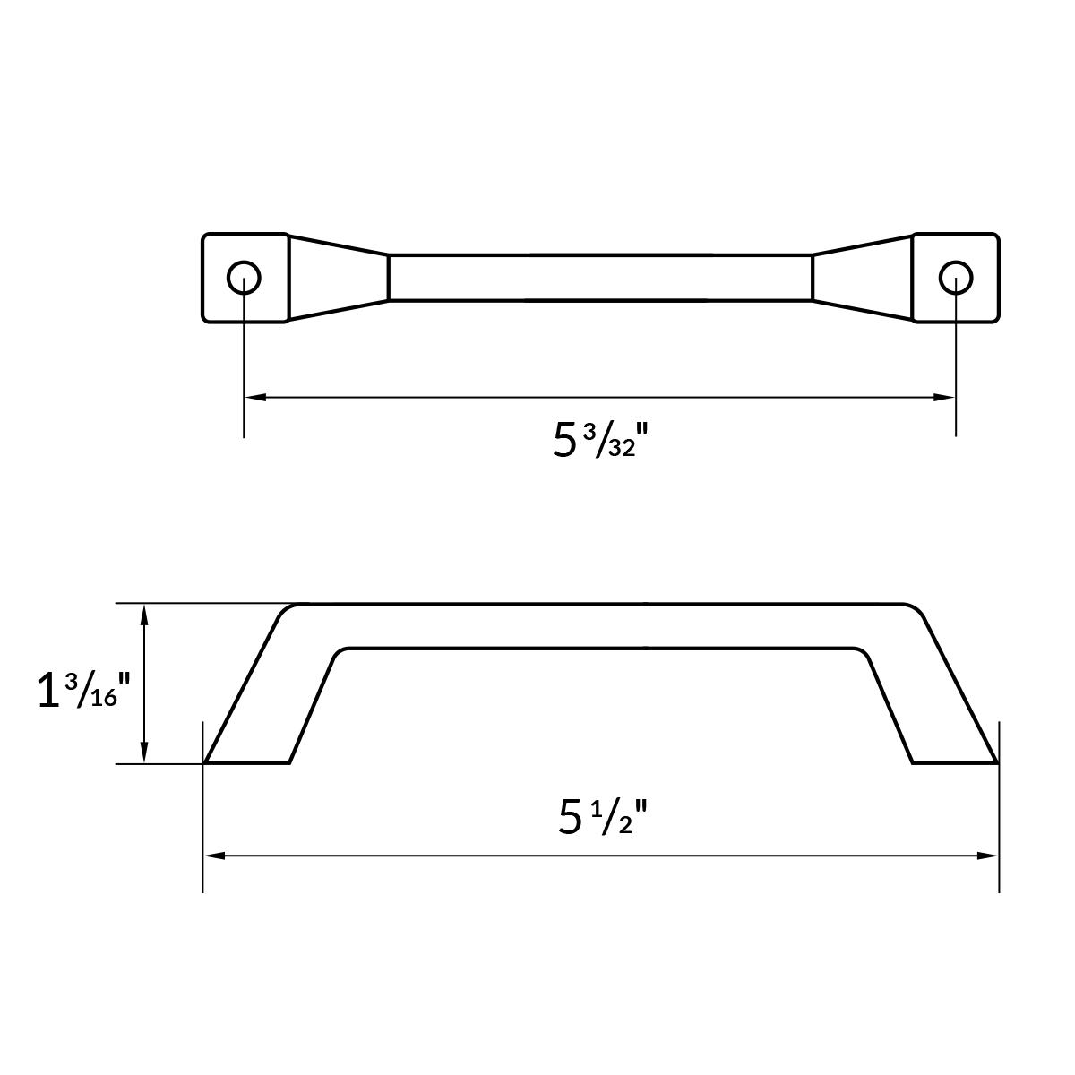 2 in Matte Black Pull Handle H1208 128MB   Hardware