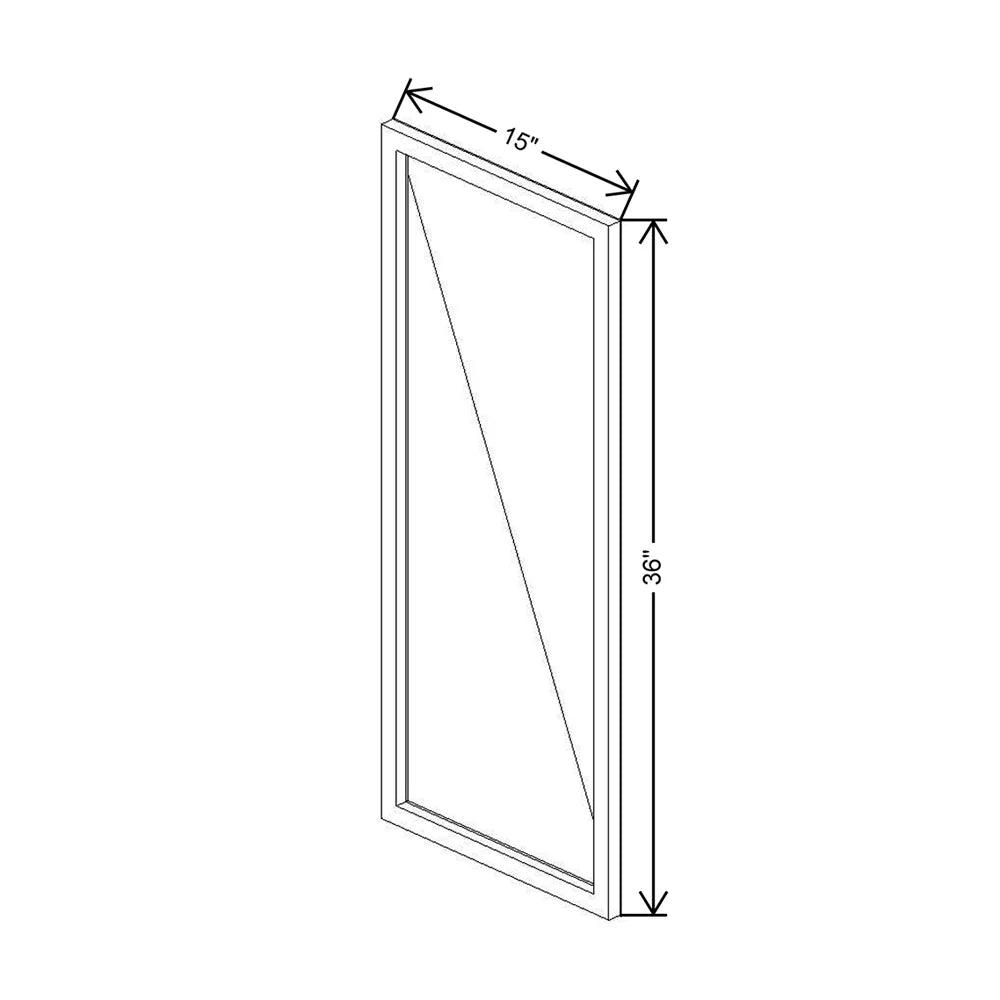 CNC Classic Milano Polar White 15" W X 36" H Aluminum Frame Glass Door - Vertical