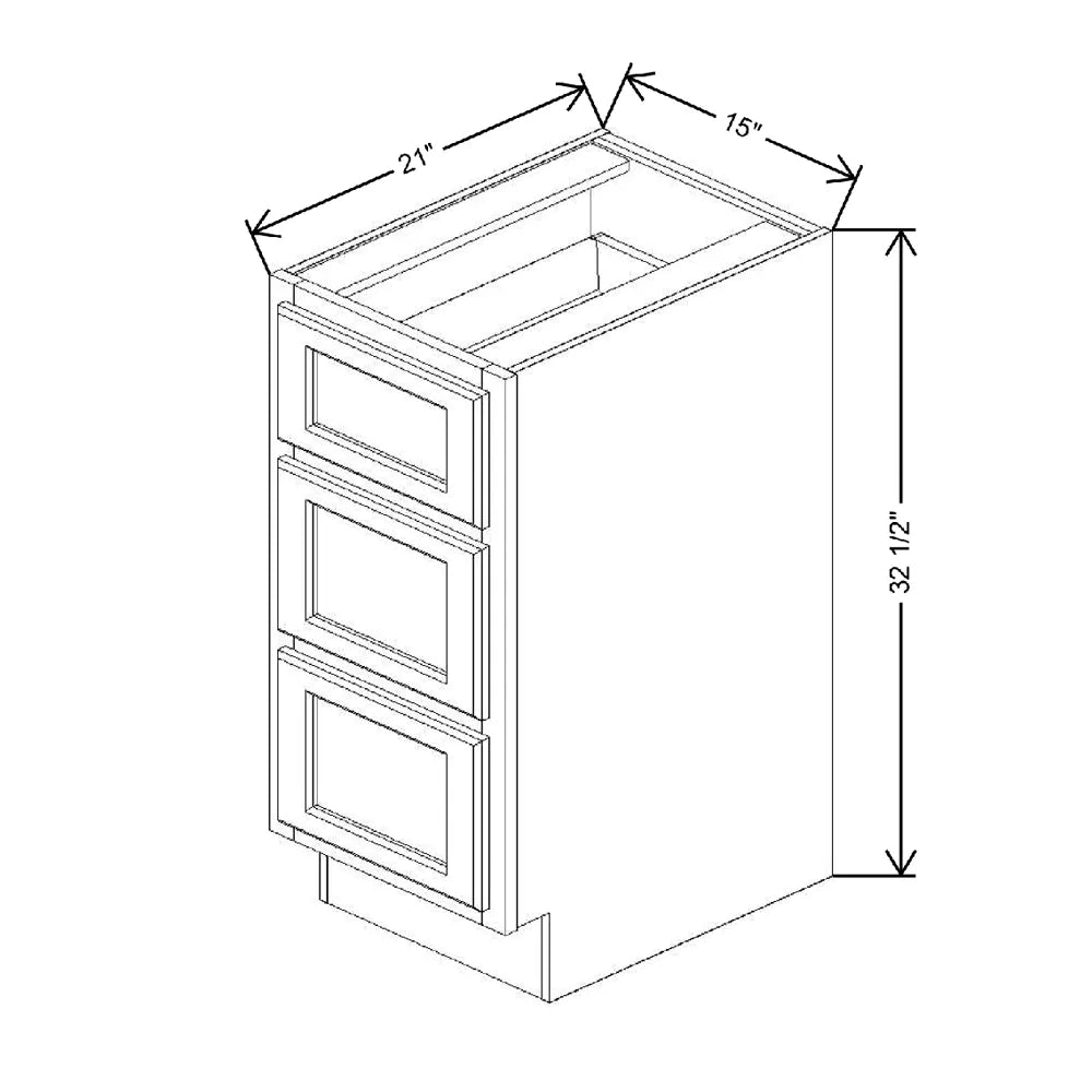 Fabuwood Quest Metro Mist 15" W x 32 1/2" H x 21" D ADA Vanity Drawer Base Cabinet
