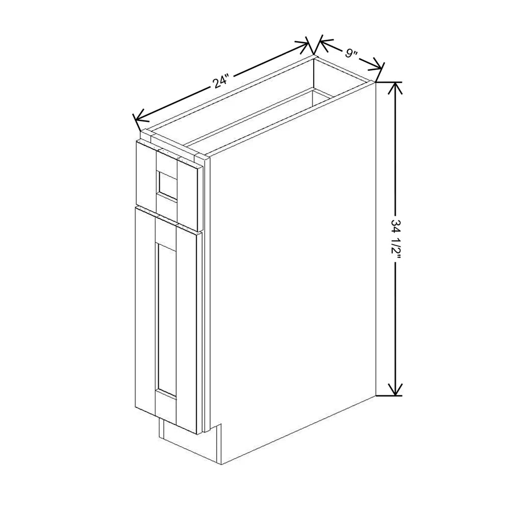 J&K Pure B5 Single Door Standard Base Cabinet - 9" W