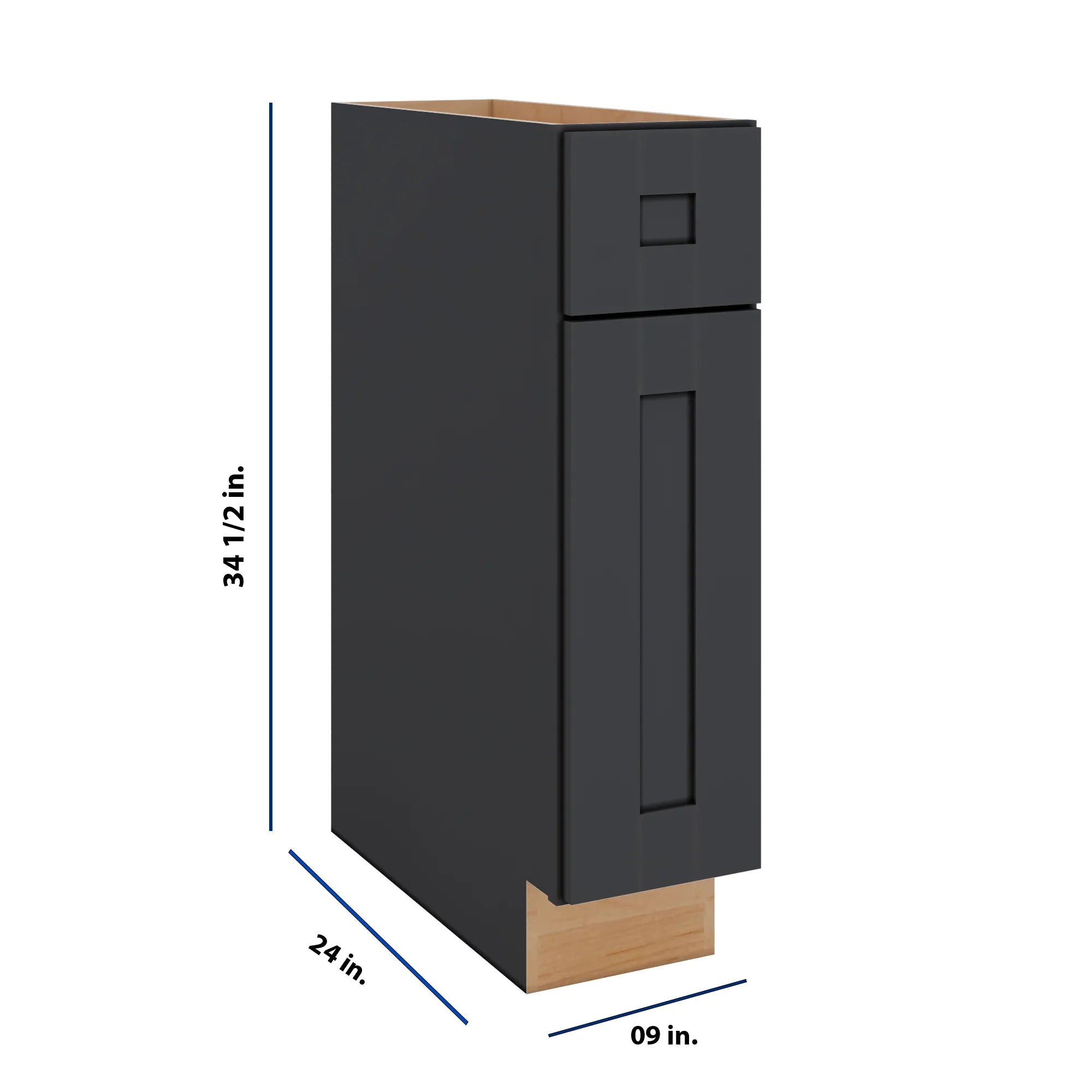 Modernform Cabinet Onyx Black Shaker 09" W X 34 1/2" H X 24" D Single Door Base Cabinet