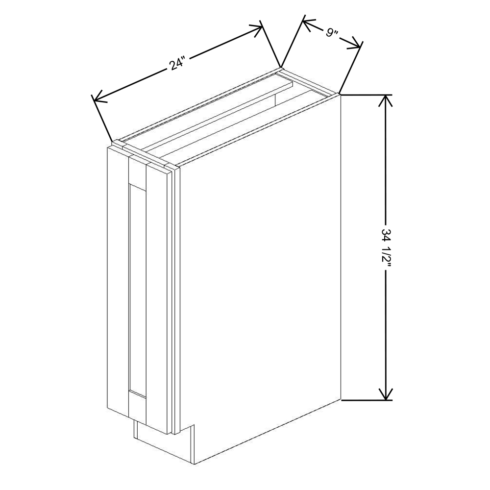 Fabuwood Quest Discovery Frost Base Full Height Door 9"W Shaker Cabinet