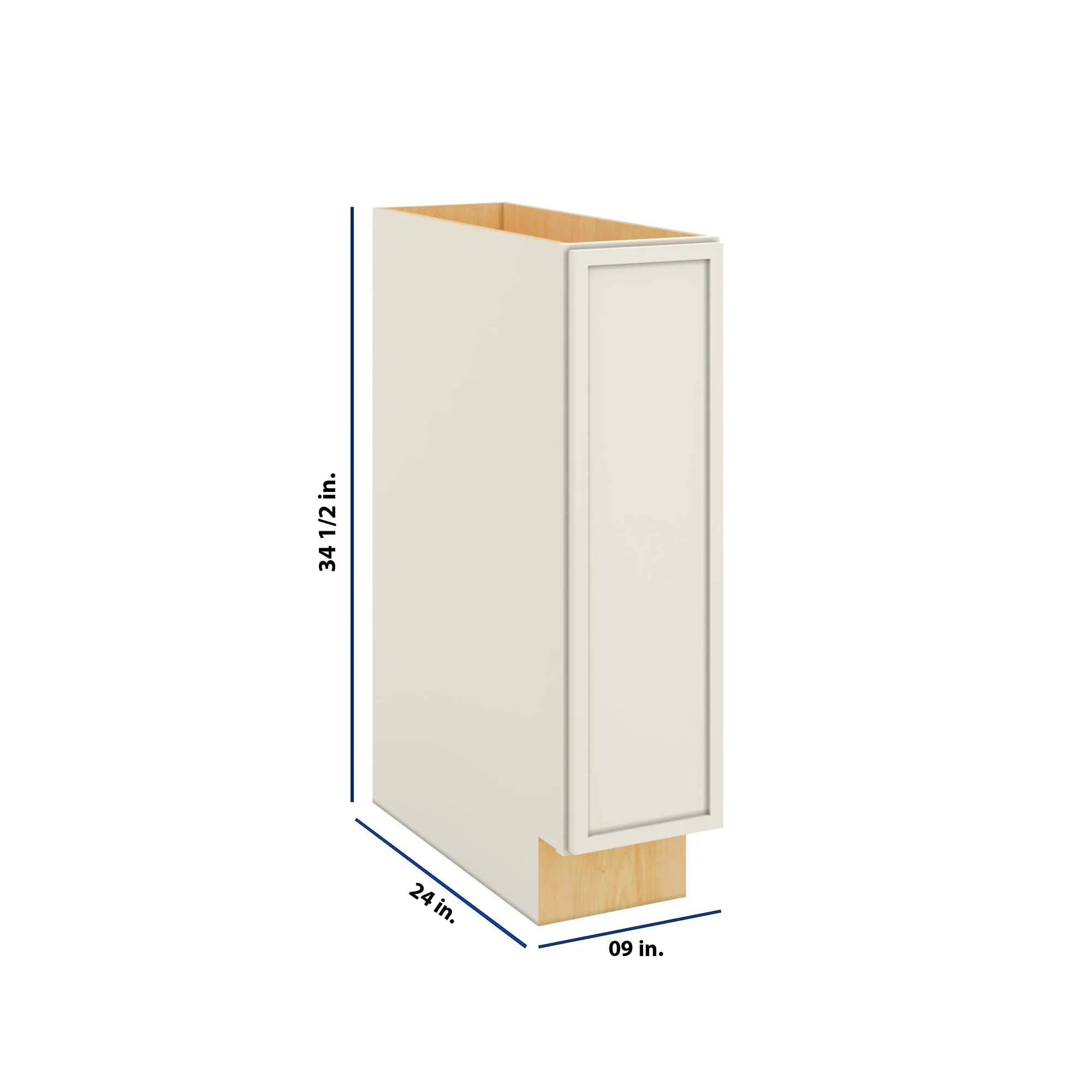 Modernform Cabinet Slim Dove White 09" W X 34 1/2" H X 24" D Full Height Single Door Base Cabinet