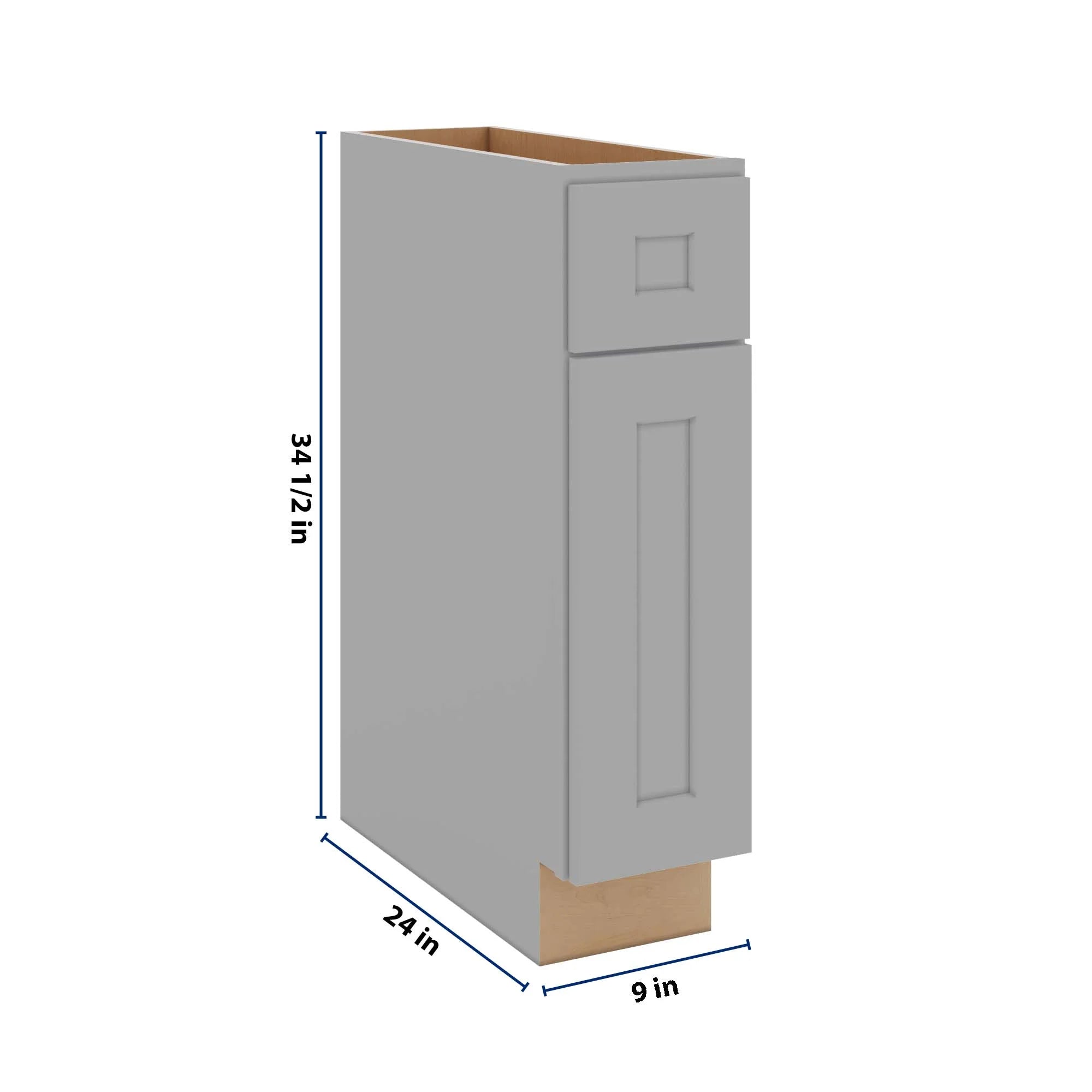 J&K Castle Grey S5 Single Door Standard Base Cabinet - 9" W