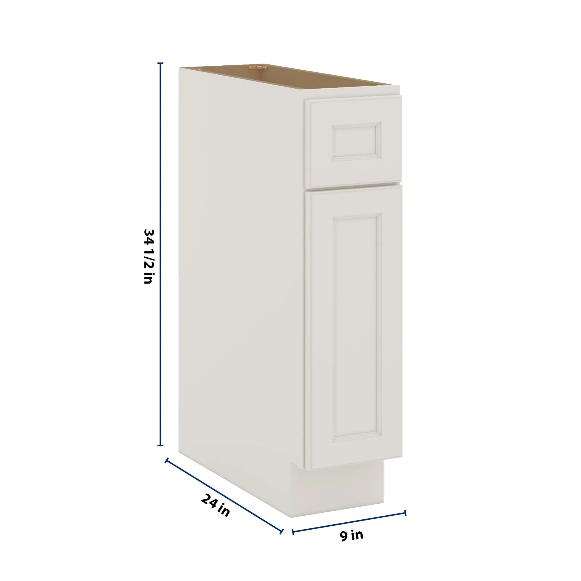 J&K Dove E1 Single Door Standard Base Cabinet - 9" W