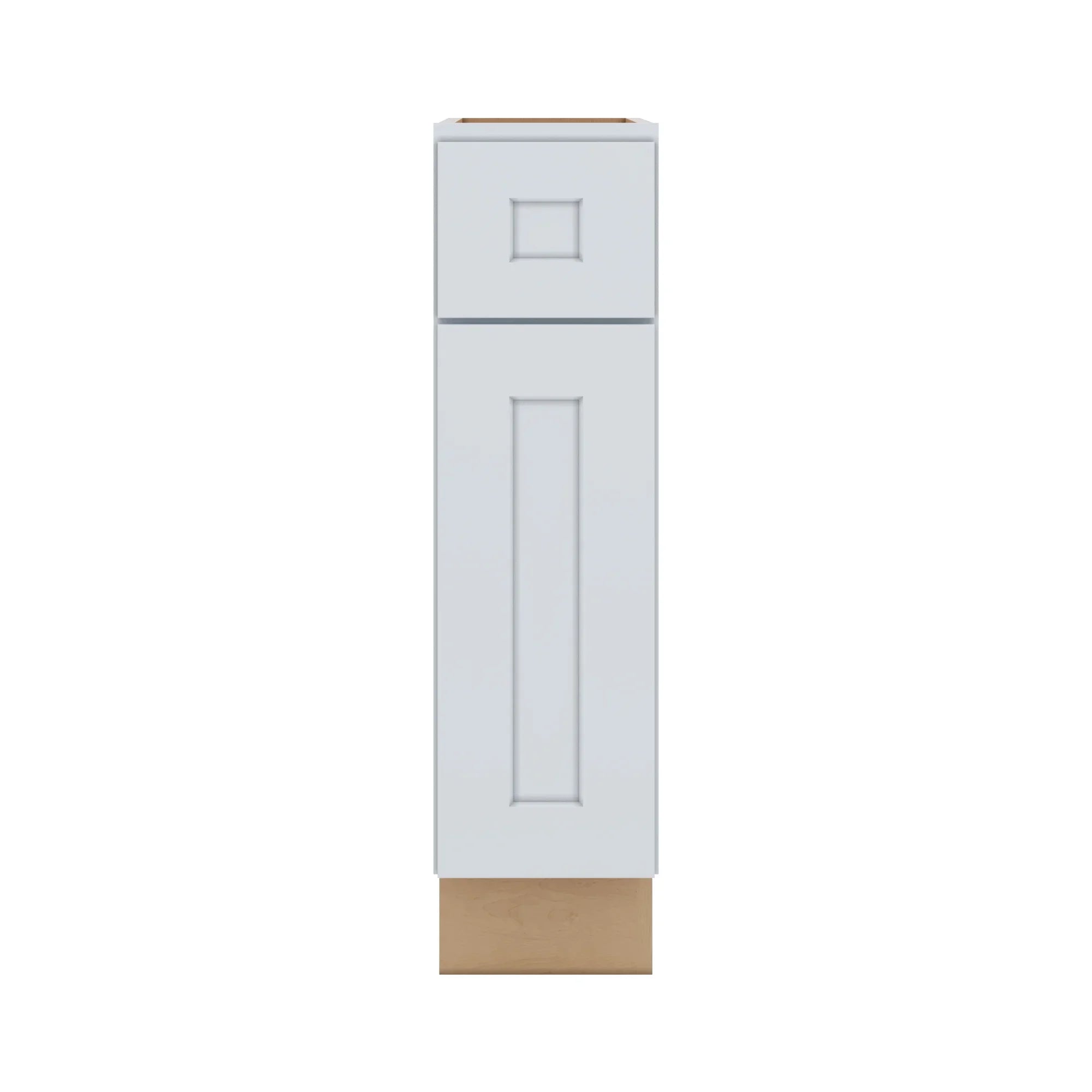 J&K White Shaker S8 Single Door Standard Base Cabinet   9" W