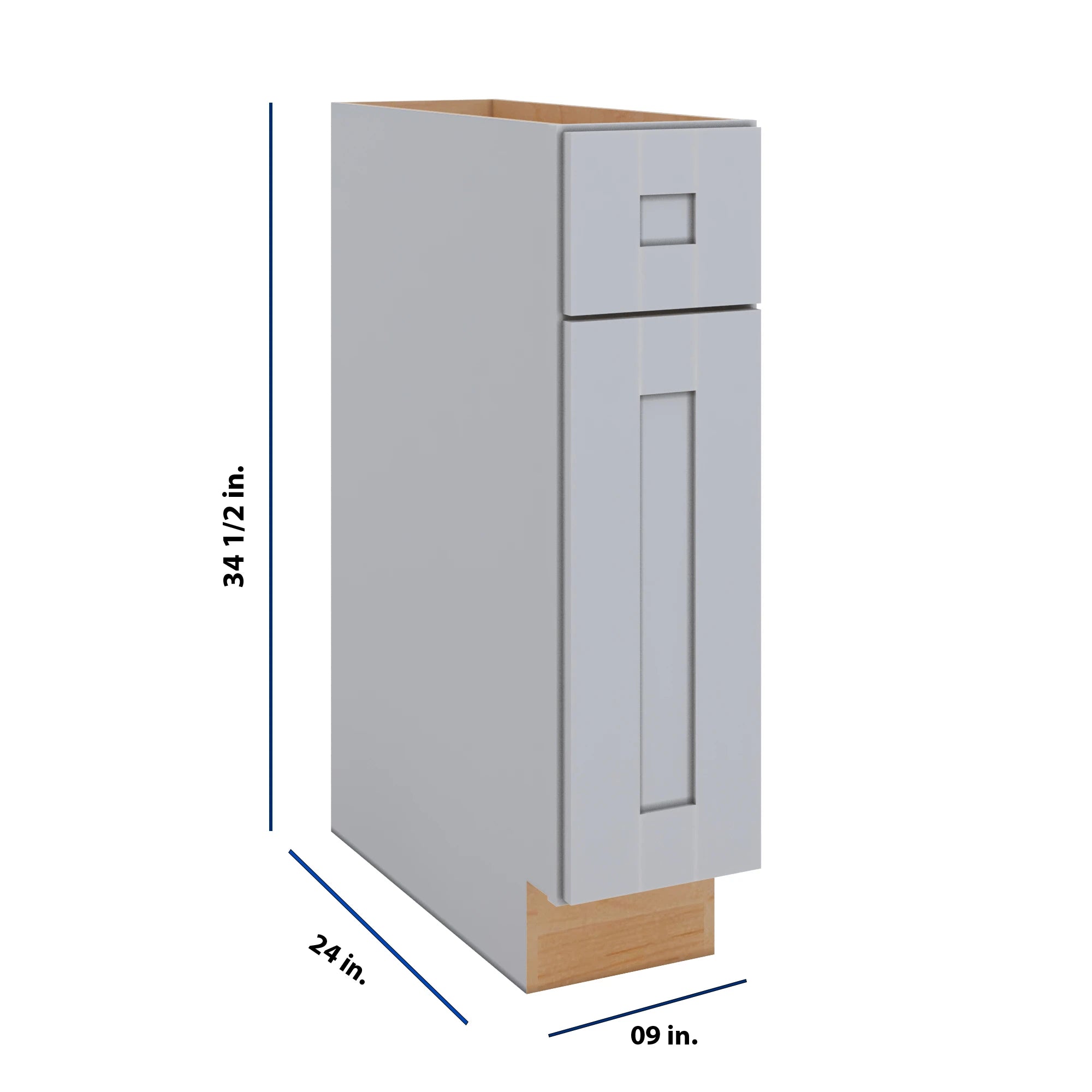 Modernform Cabinet Grey Shaker 09" W X 34 1/2" H X 24" D Single Door Base Cabinet