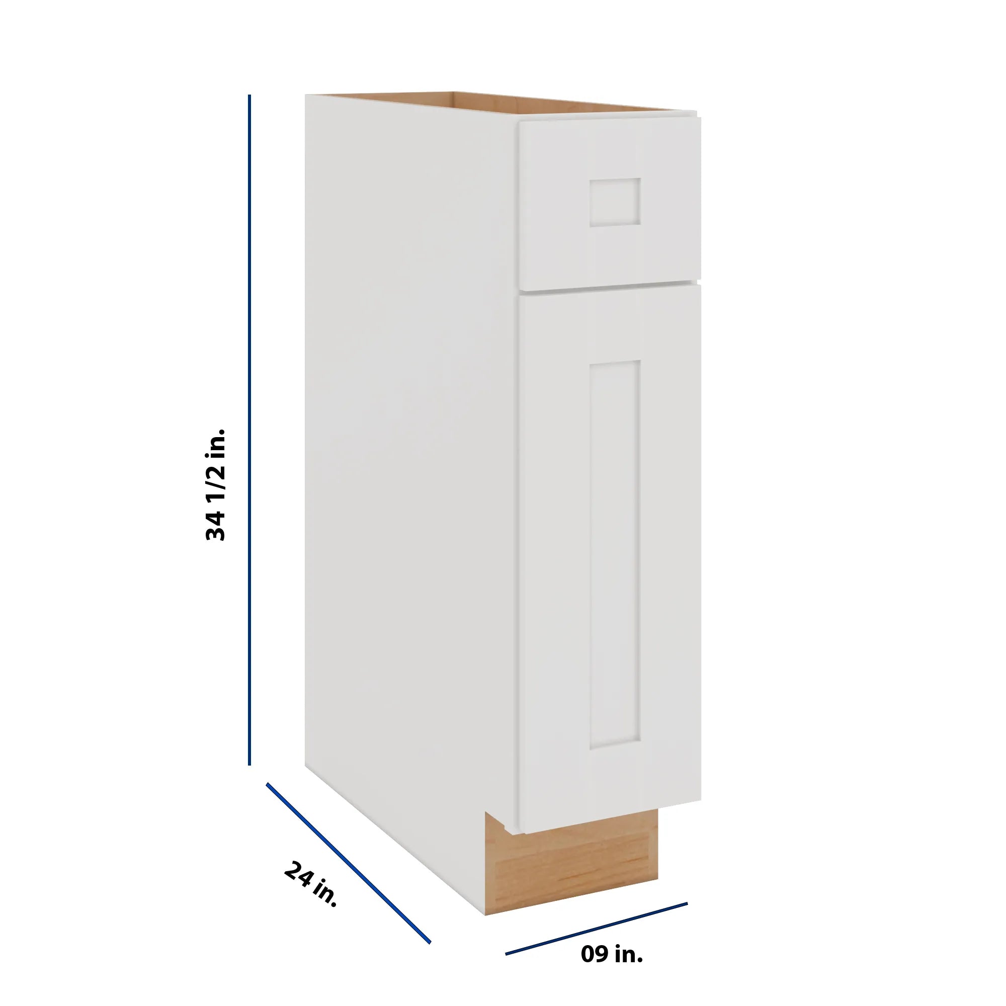 Modernform Cabinet White Shaker 09" W X 34 1/2" H X 24" D Single Door Base Cabinet