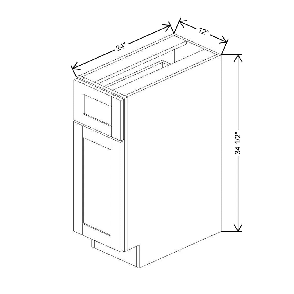 Kitchen Cabinet Distributors Shaker Designer White 5PC Single Door Standard Base Cabinet - 12" W