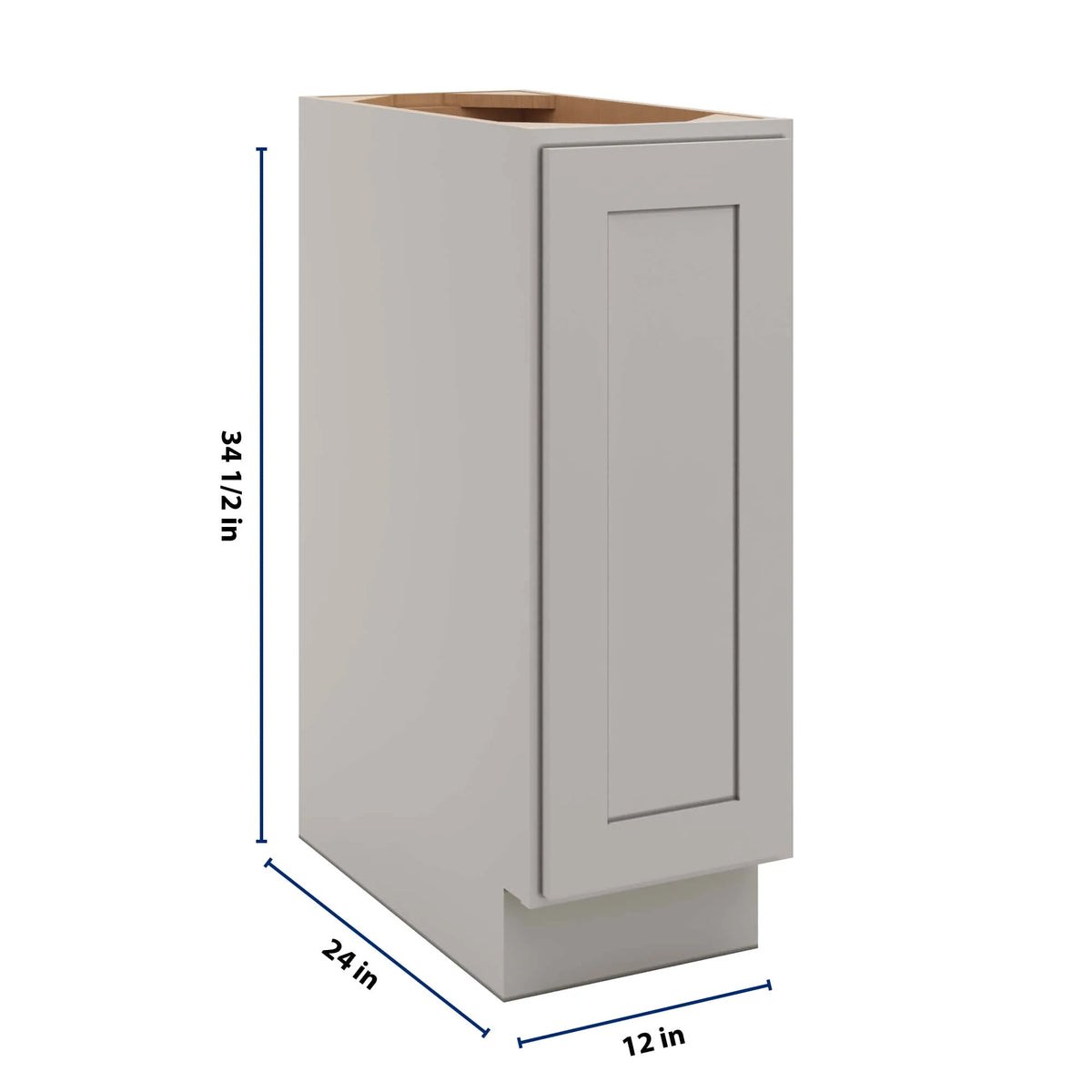 CNC Luxor 5-Piece Misty Grey 12" W Full Height Single Door Base Cabinet W/ 1 Pullout Shelf