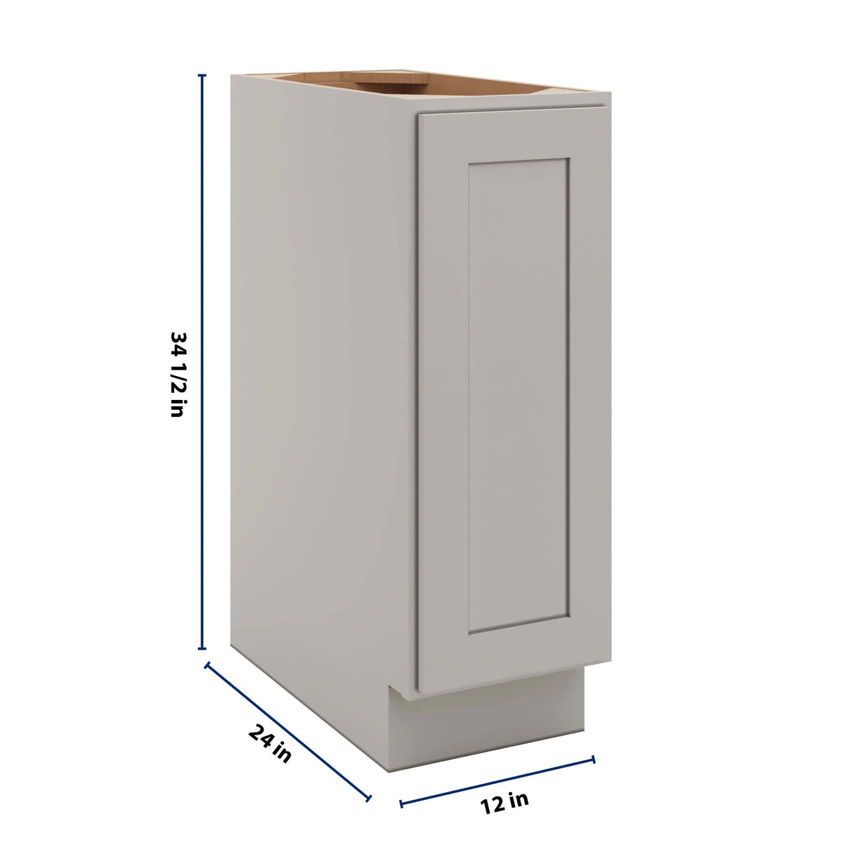 CNC Luxor 5-Piece Misty Grey 12" W Full Height Single Door Base Cabinet W/ 2 Pullout Shelf