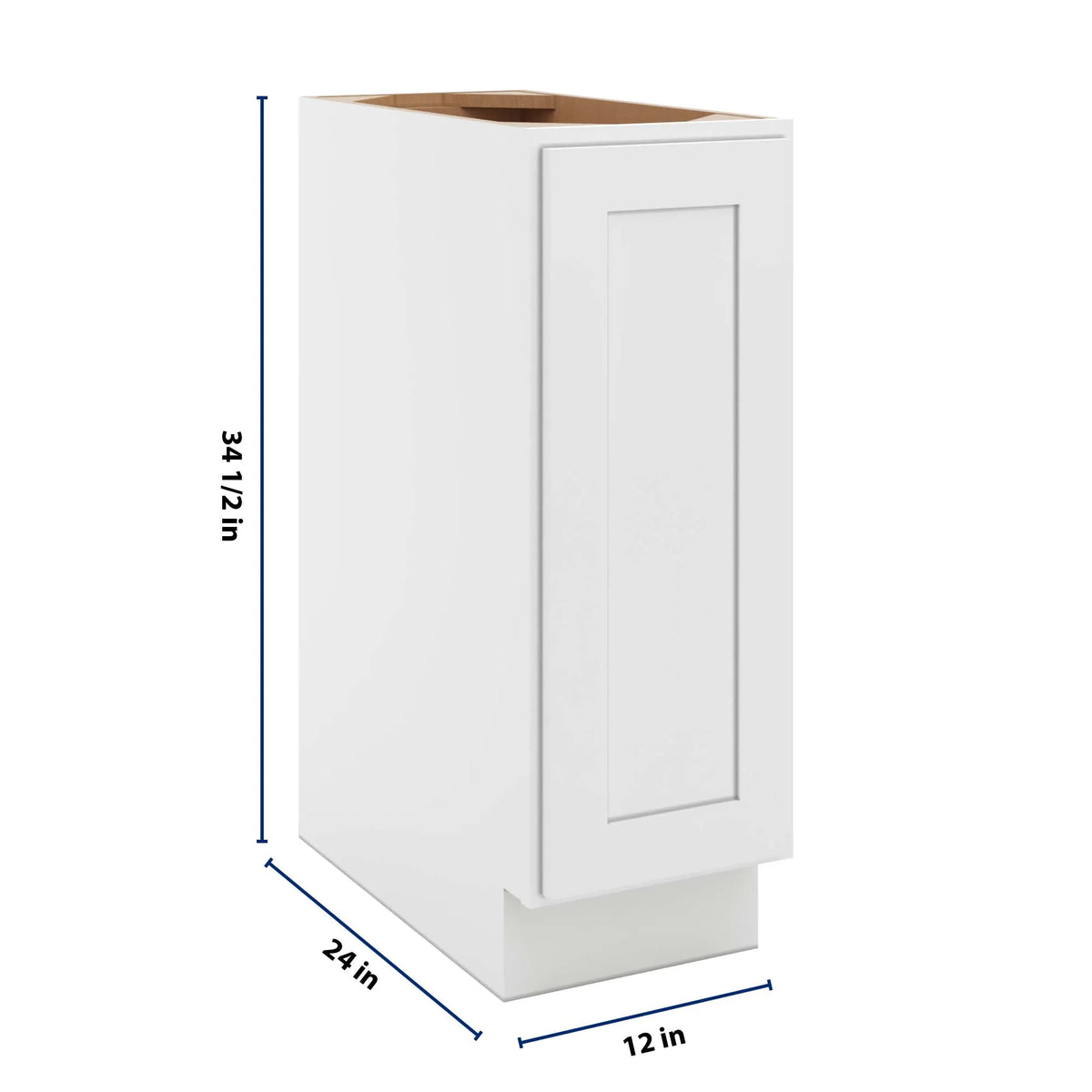 cnc luxor white 12 w full height single door base cabinet w 2 pullout shelf