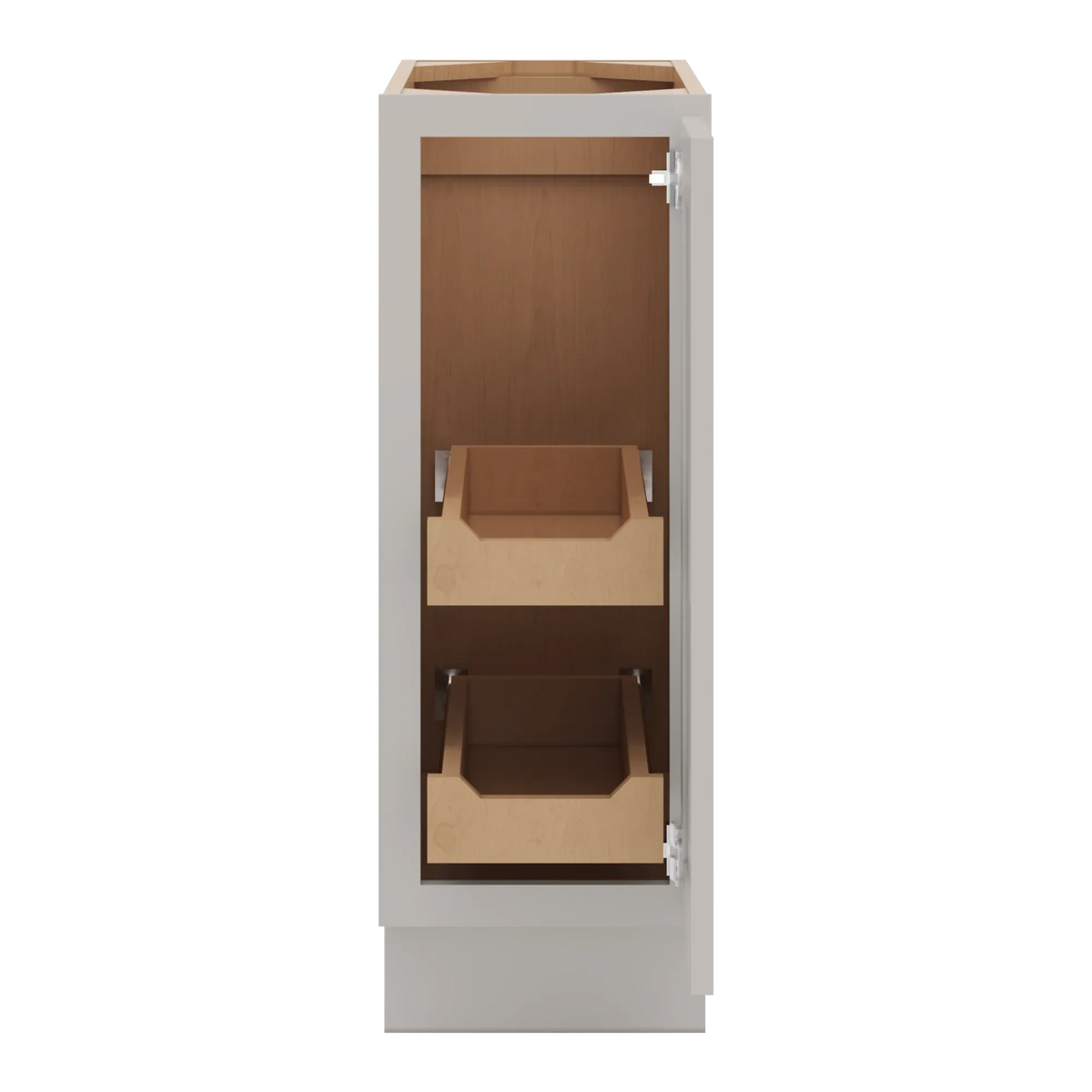 cnc luxor misty grey 12 w full height single door base cabinet w 2 pullout shelf