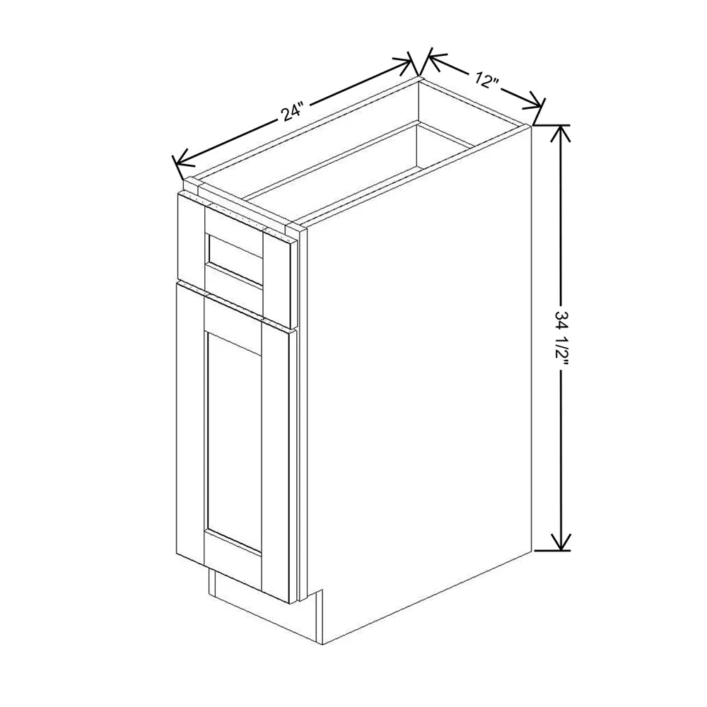 J&K Butterscotch B8 Single Door Standard Base Cabinet - 12" W