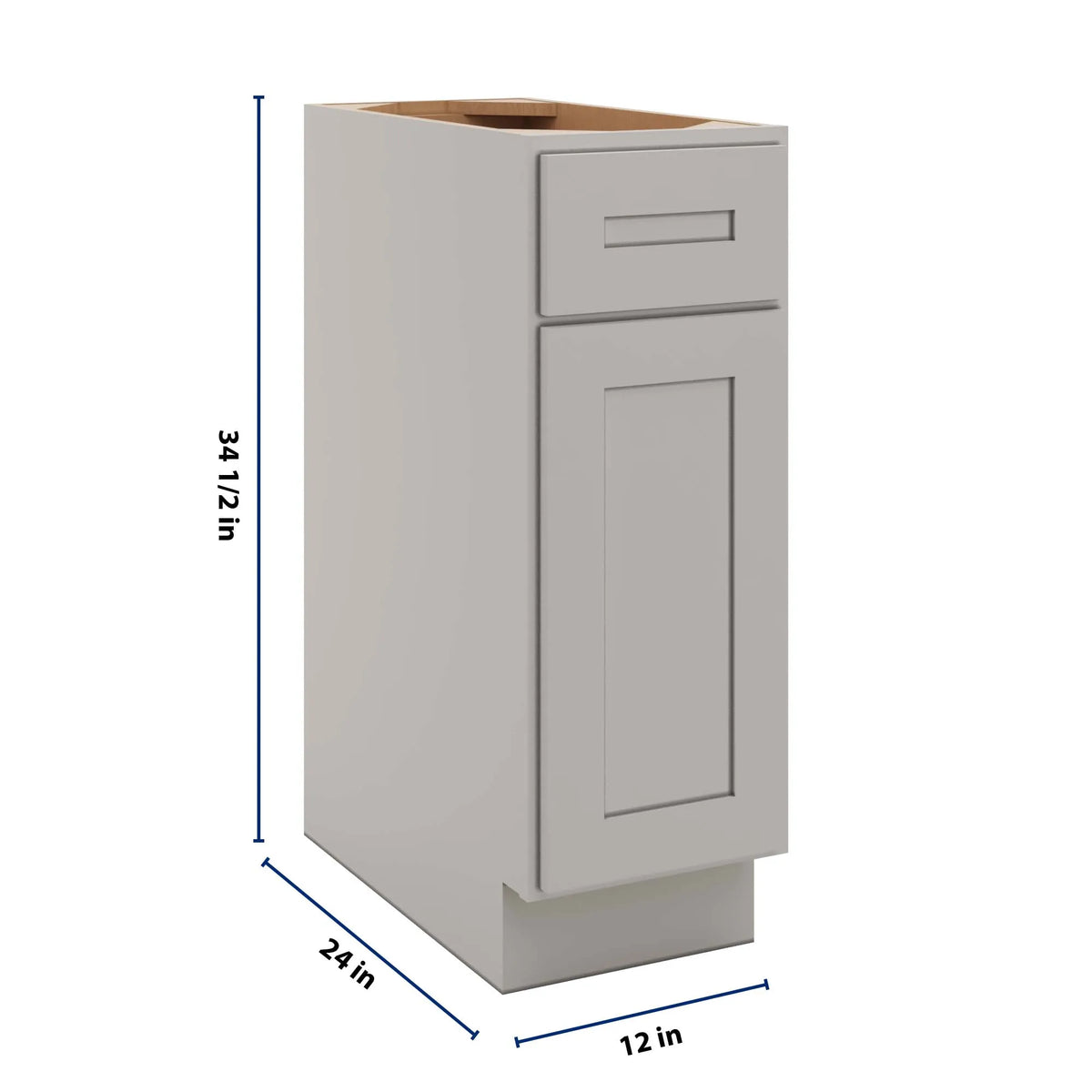 CNC Luxor 5-Piece Misty Grey 12" W Single Door Base Cabinet W/ 1 Pullout Shelf