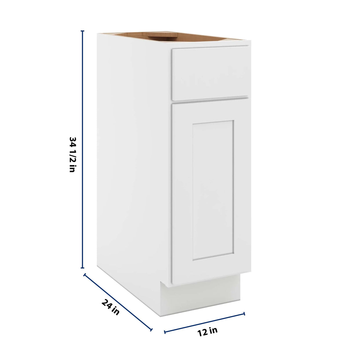 cnc luxor white 12 w single door base cabinet w 1 pullout shelf