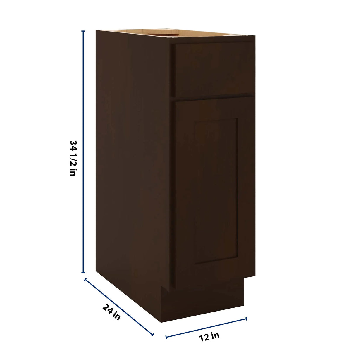 CNC Luxor 5-Piece Espresso 12" W Single Door Base Cabinet W/ 2 Pullout Shelf