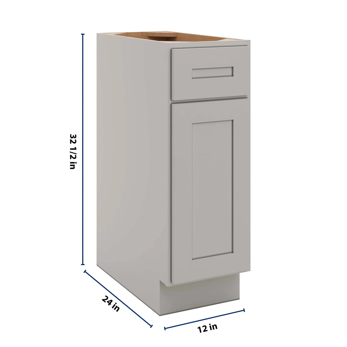 CNC Luxor 5-Piece Misty Grey 12" W Single Door Base Cabinet W/ 2 Pullout Shelf