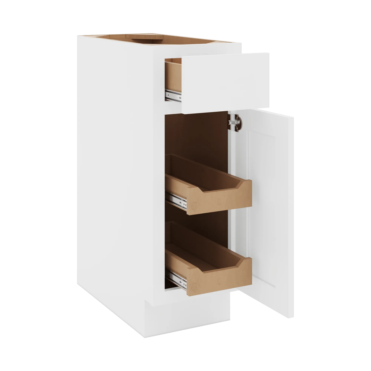 cnc luxor white 12 w single door base cabinet w 2 pullout shelf