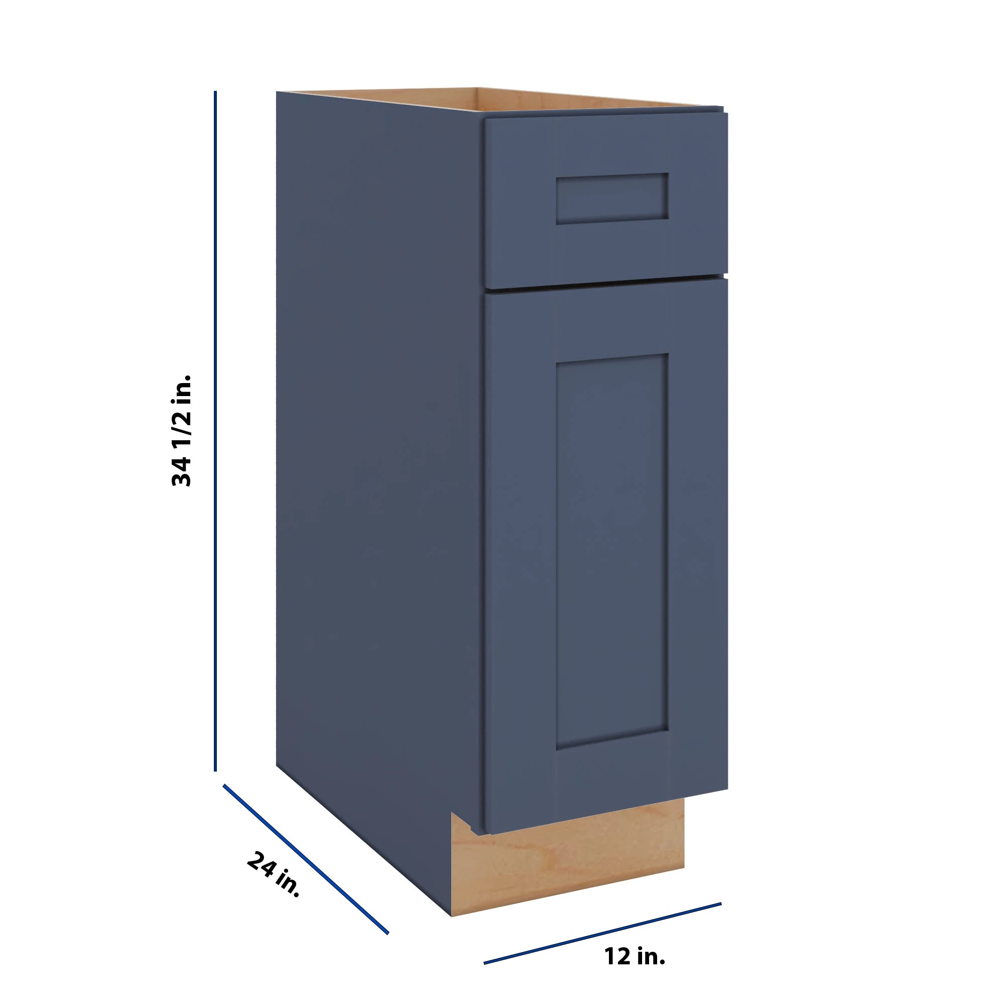 Modernform Cabinet Signature Blue 12" W X 34 1/2" H X 24" D Single Door Base Cabinet
