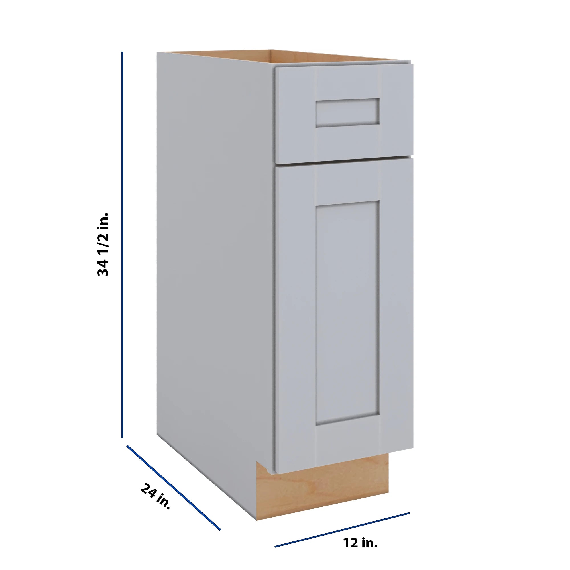 Modernform Cabinet Grey Shaker 12" W X 34 1/2" H X 24" D Single Door Base Cabinet