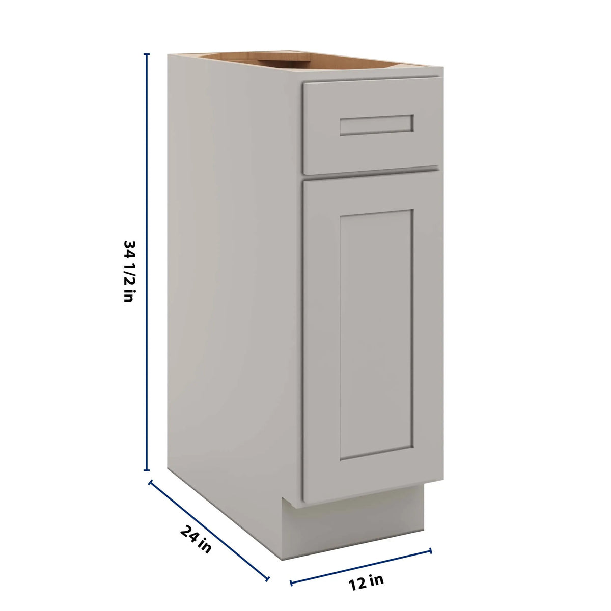 CNC Luxor 5-Piece Misty Grey 12" W Single Door Base Cabinet