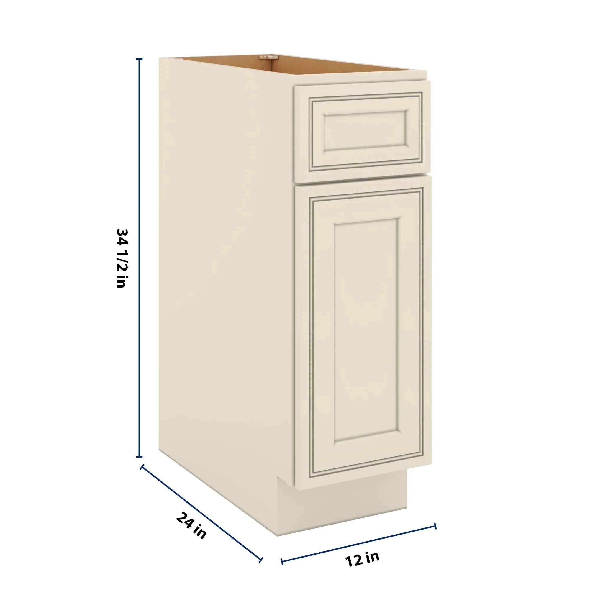 J&K Pearl Glazed H9 Single Door Standard Base Cabinet - 12" W
