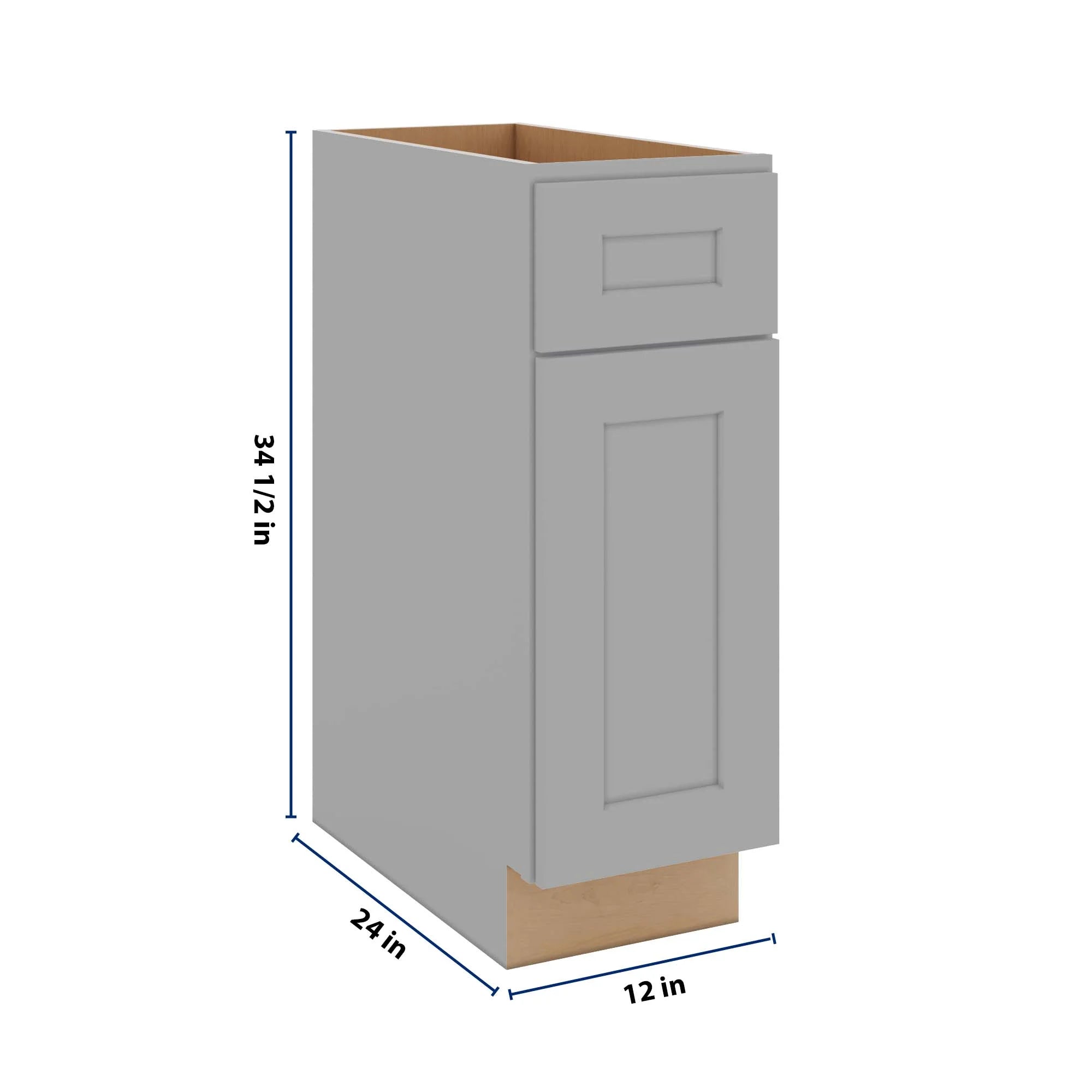 J&K Castle Grey S5 Single Door Standard Base Cabinet - 12" W