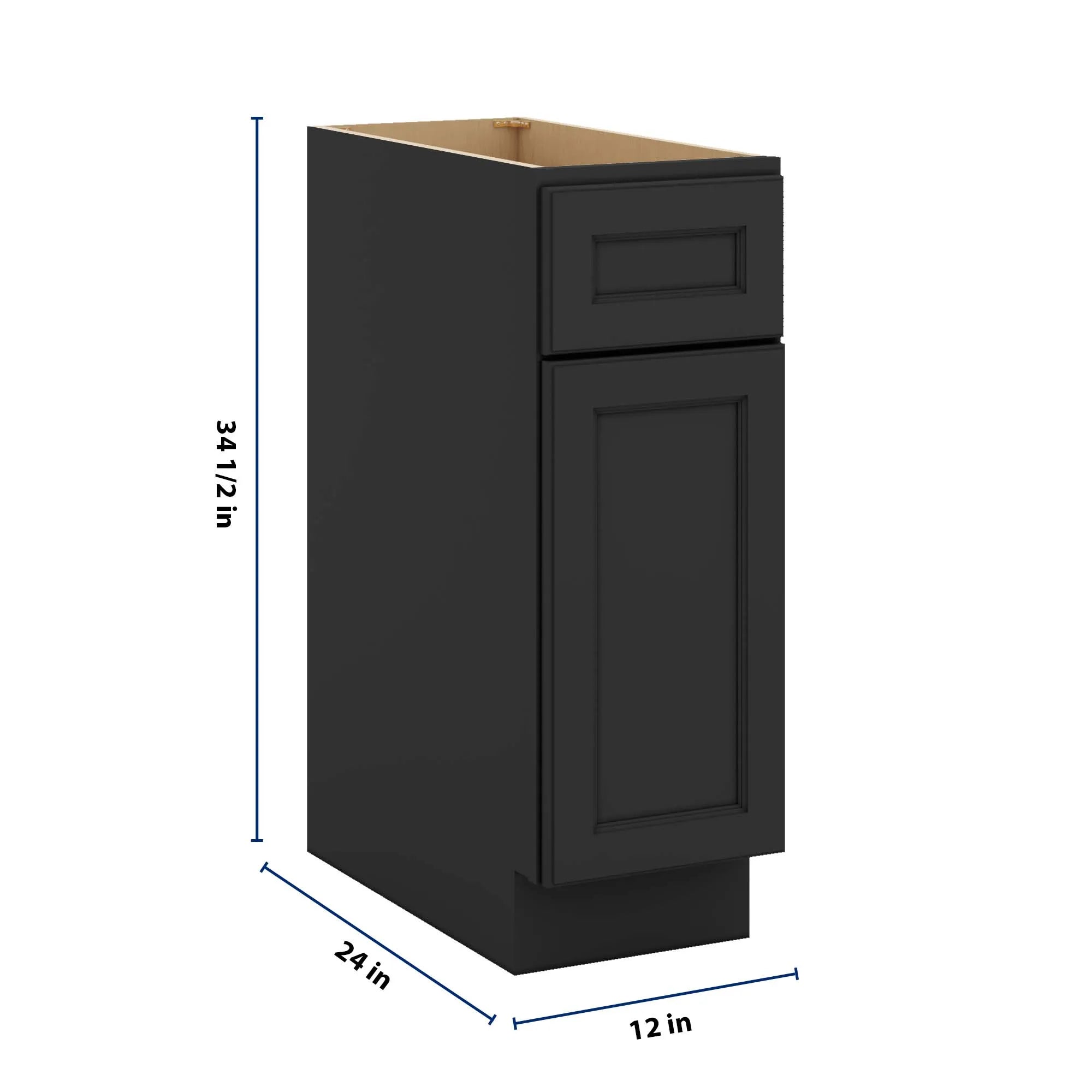 J&K Charcoal E2 Single Door Standard Base Cabinet - 12" W