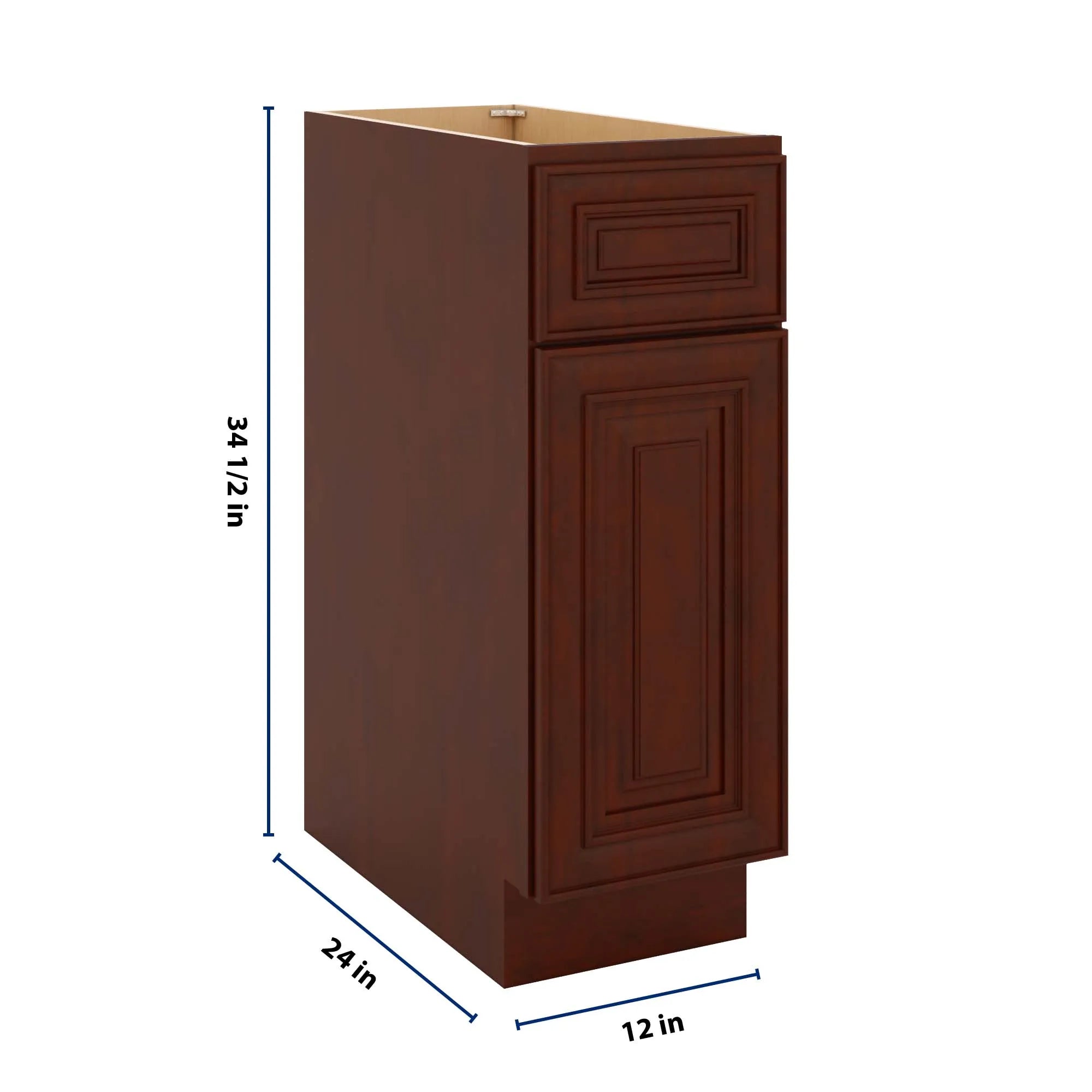 J&K Mahogany J5 Single Door Standard Base Cabinet - 12" W