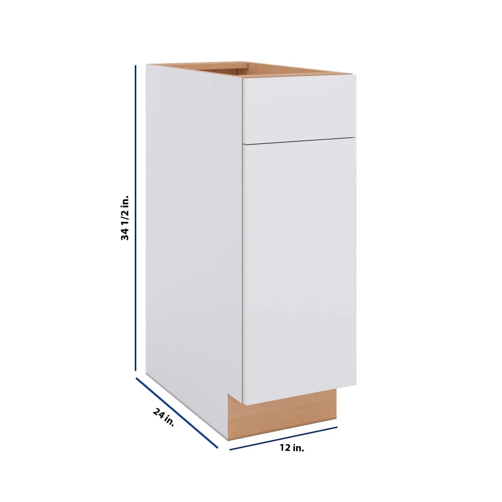 Modernform Cabinet Matte White 12" W X 34 1/2" H X 24" D Single Door Base Cabinet