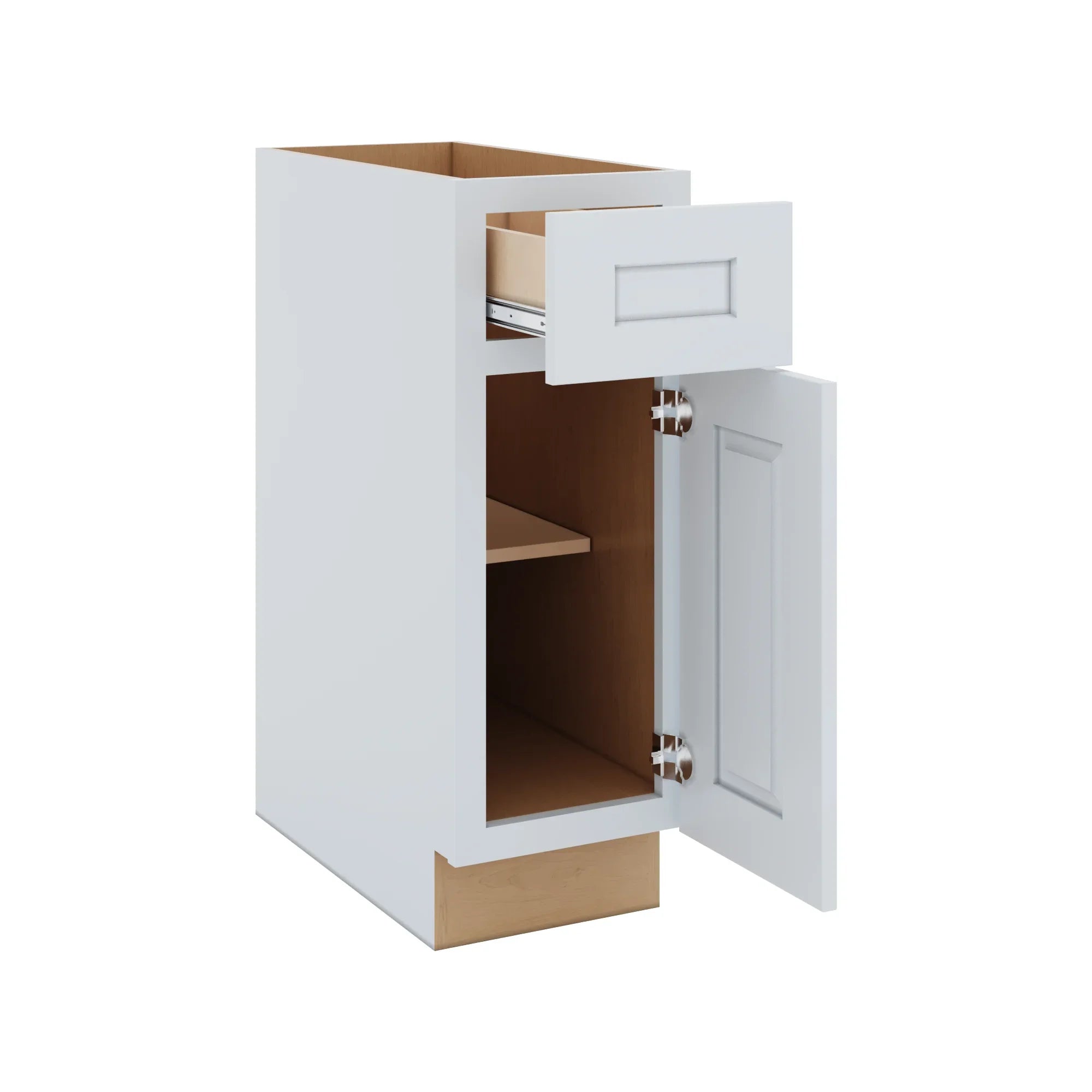 J&K White Shaker S8 Single Door Standard Base Cabinet   12" W