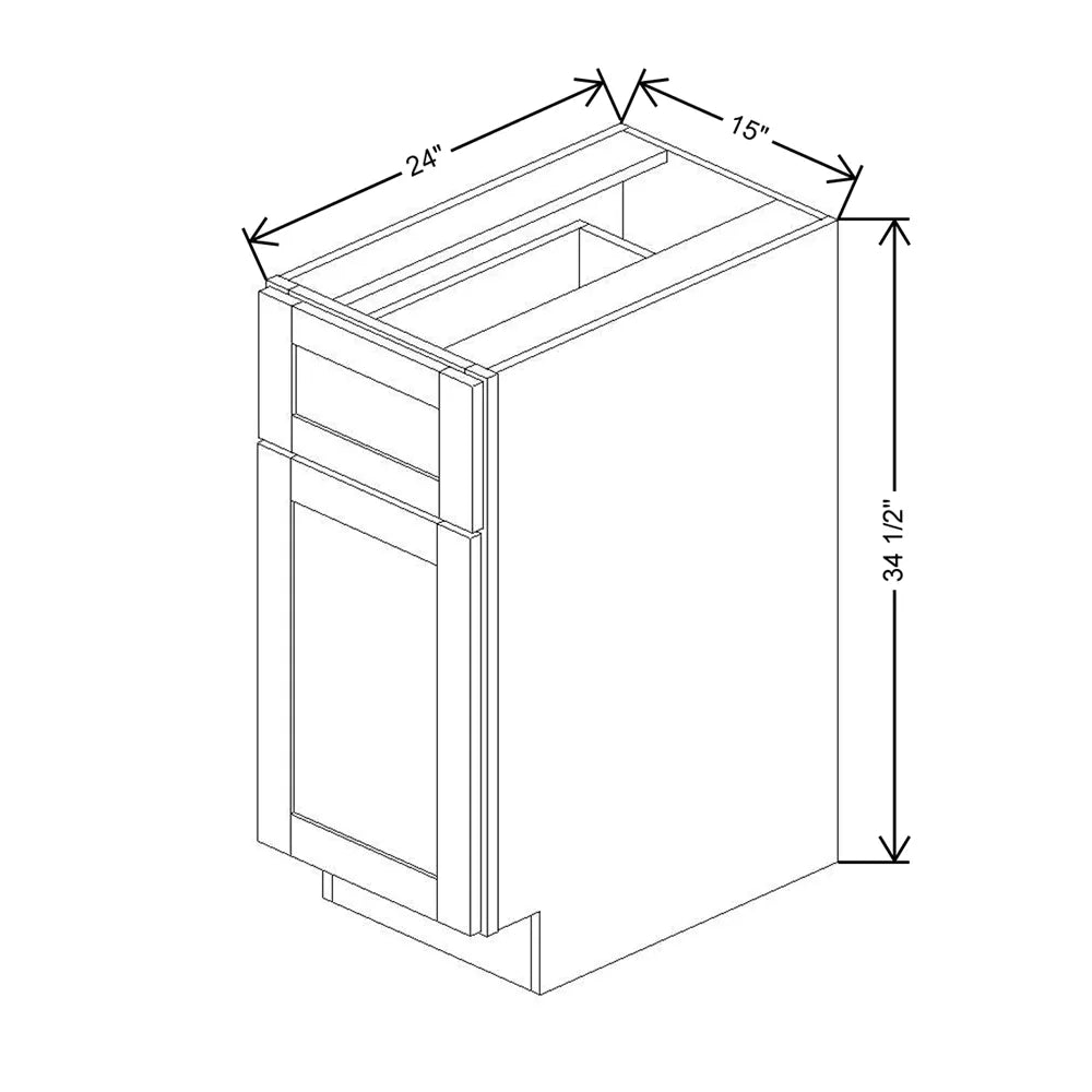 Kitchen Cabinet Distributors Shaker Designer White 5PC Single Door Standard Base Cabinet - 15" W