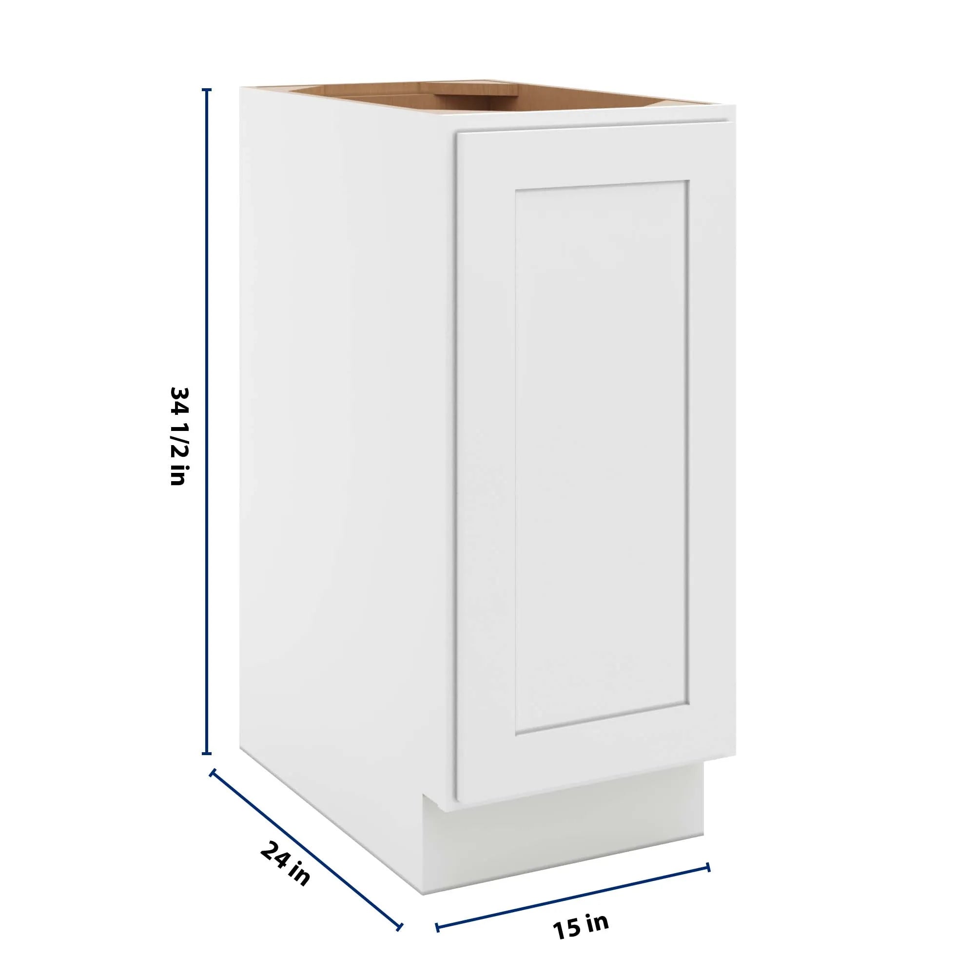 cnc luxor 5 piece white 15 w full height single door base cabinet w 2 pullout shelf