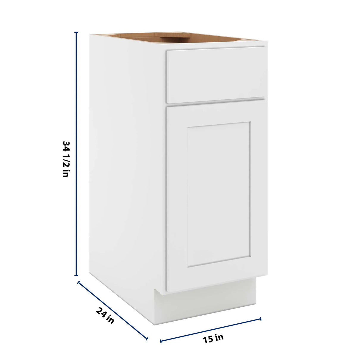 cnc luxor white 15 w single door base cabinet w 1 pullout shelf