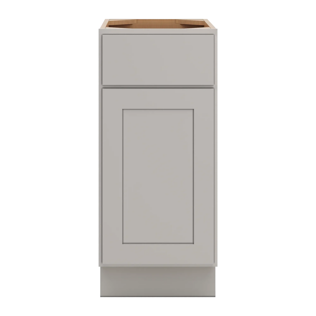 cnc luxor misty grey 15 w single door base cabinet w 1 pullout shelf