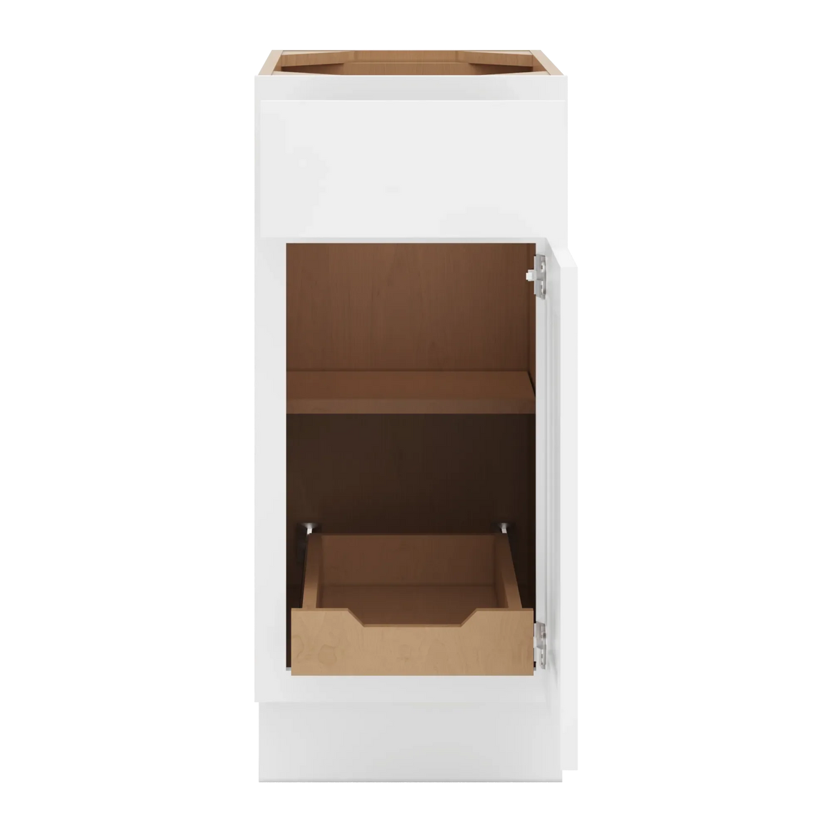 cnc luxor white 15 w single door base cabinet w 1 pullout shelf